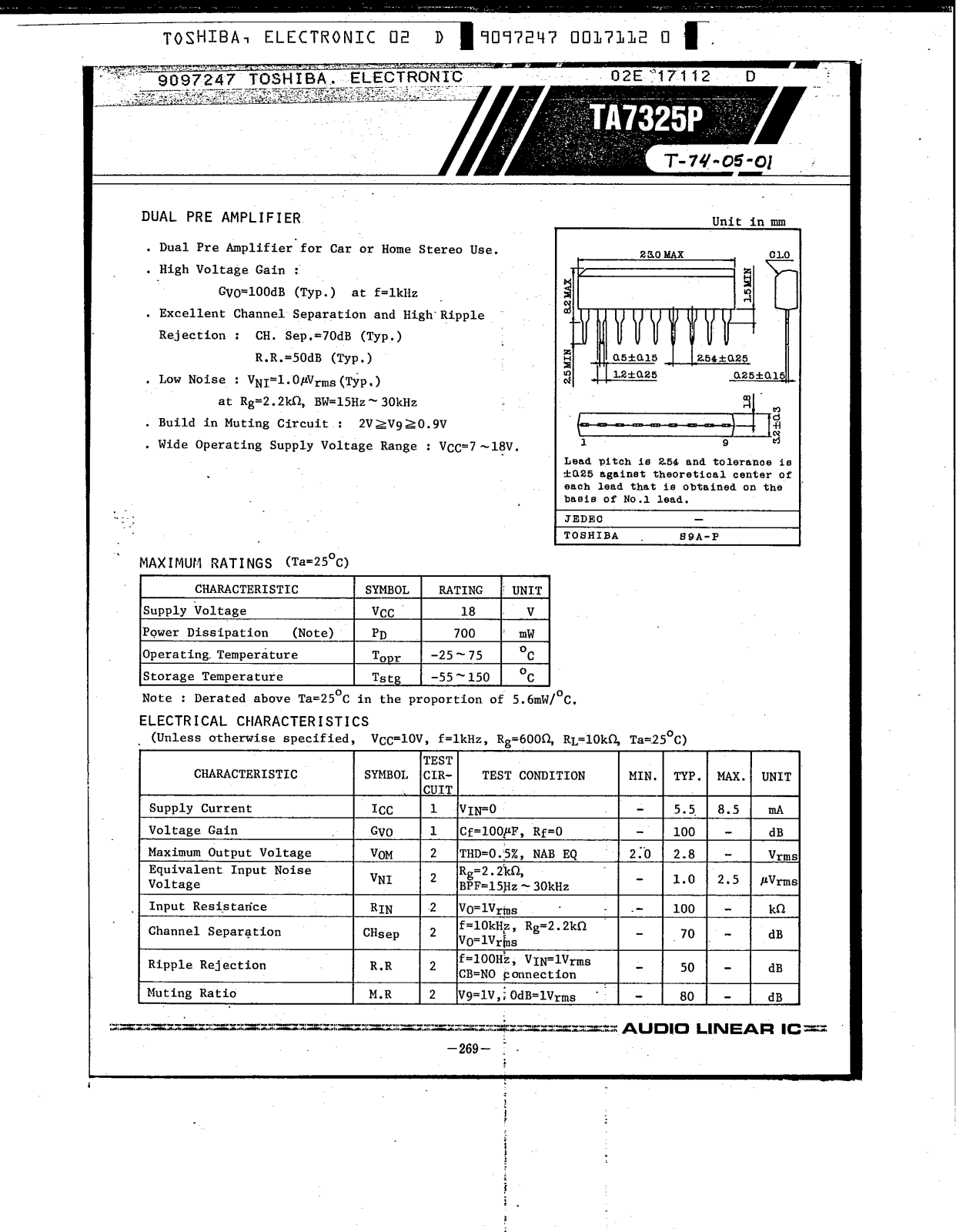 Datasheet TA7325P Specification - ManualMachine.com