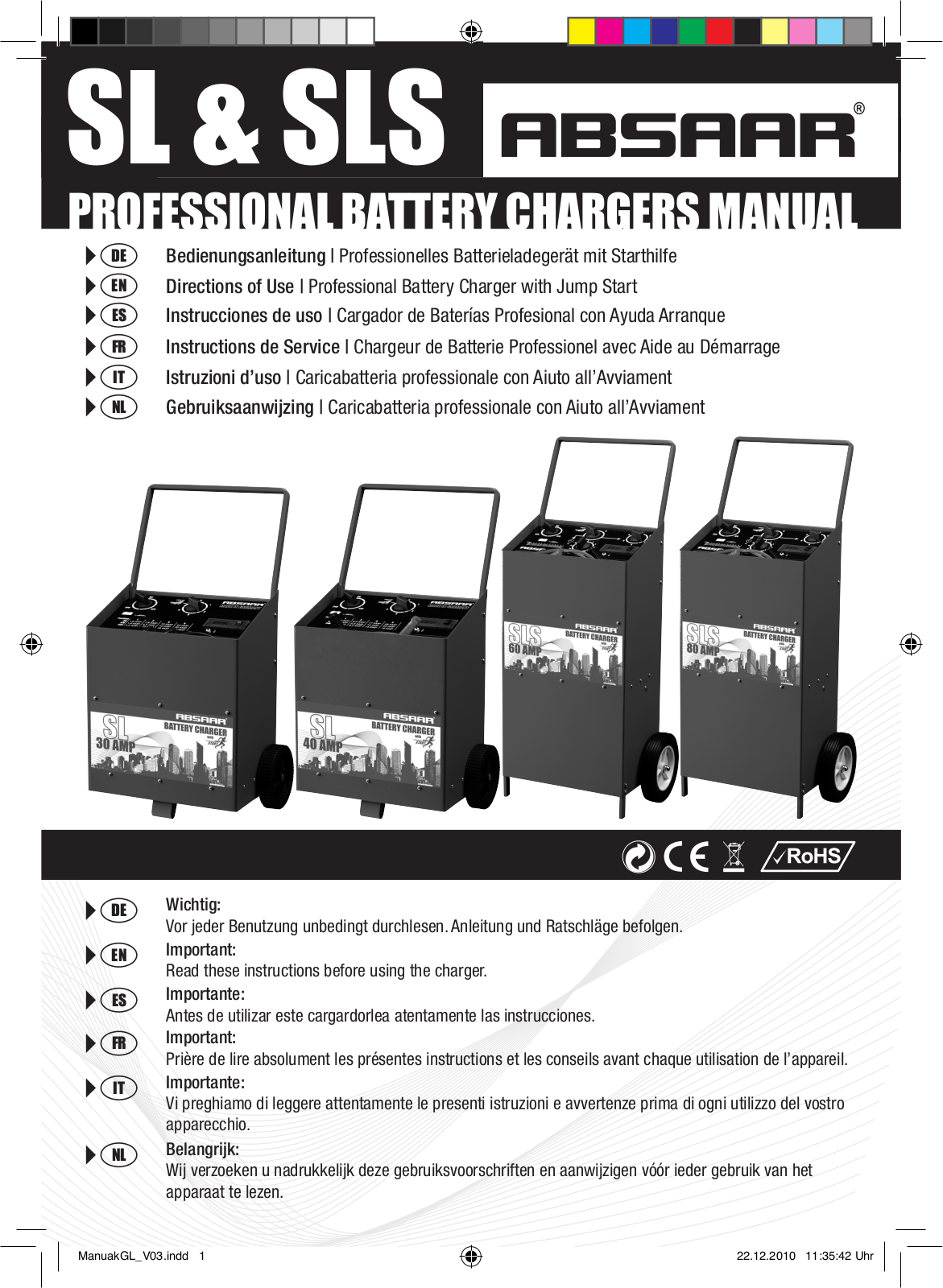 Absaar SL30, SL40, SLS60, SLS80 User guide