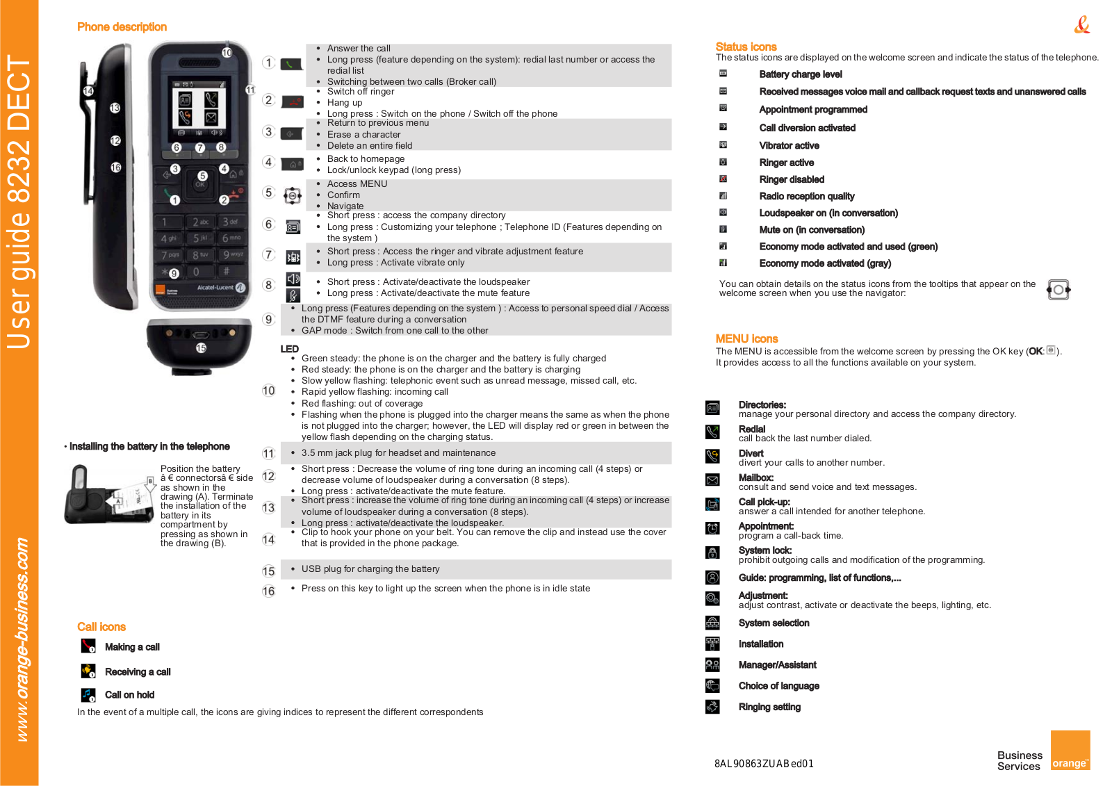 ALCATEL LUCENT DECT 8232 User Manual