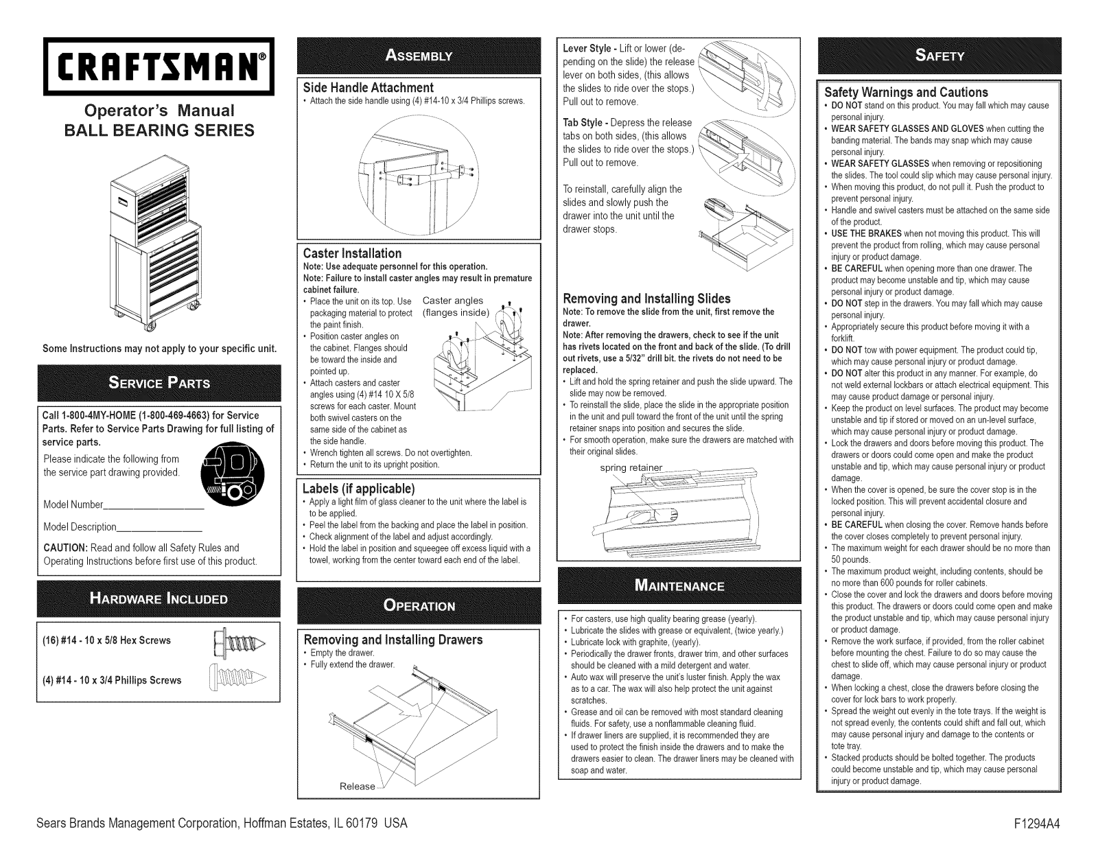 Craftsman 706620240, 706620230 Owner’s Manual