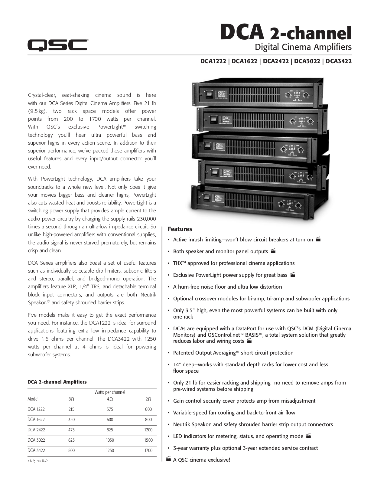 QSC DCA-1622, DCA-1222, DCA-2422, DCA-3022, DCA-3422 Brochure