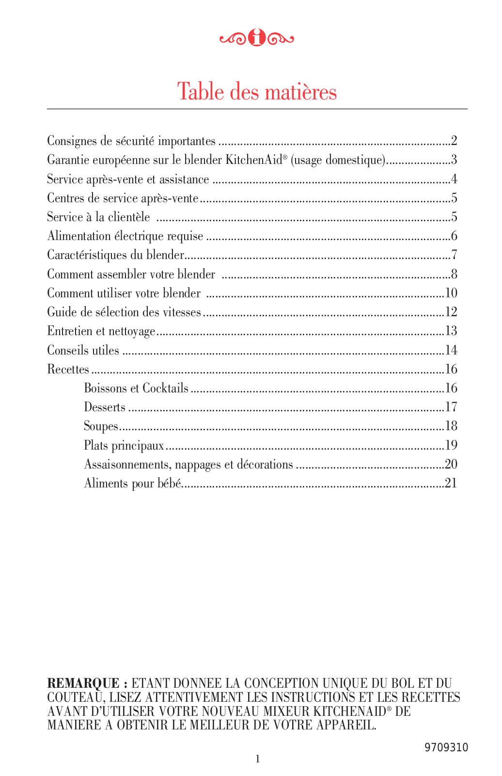 KITCHENAID KSB555EOB User Manual