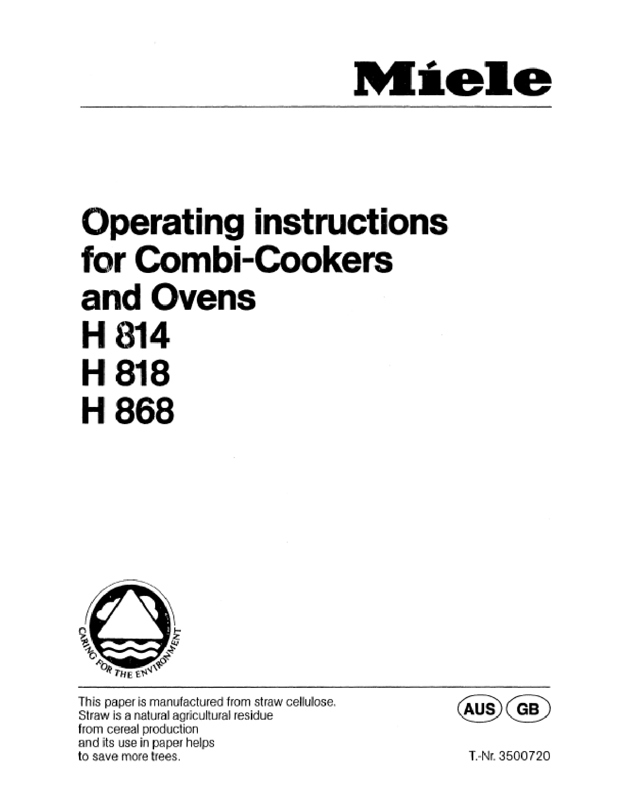 Miele H 814, H 818, H868 User Manual