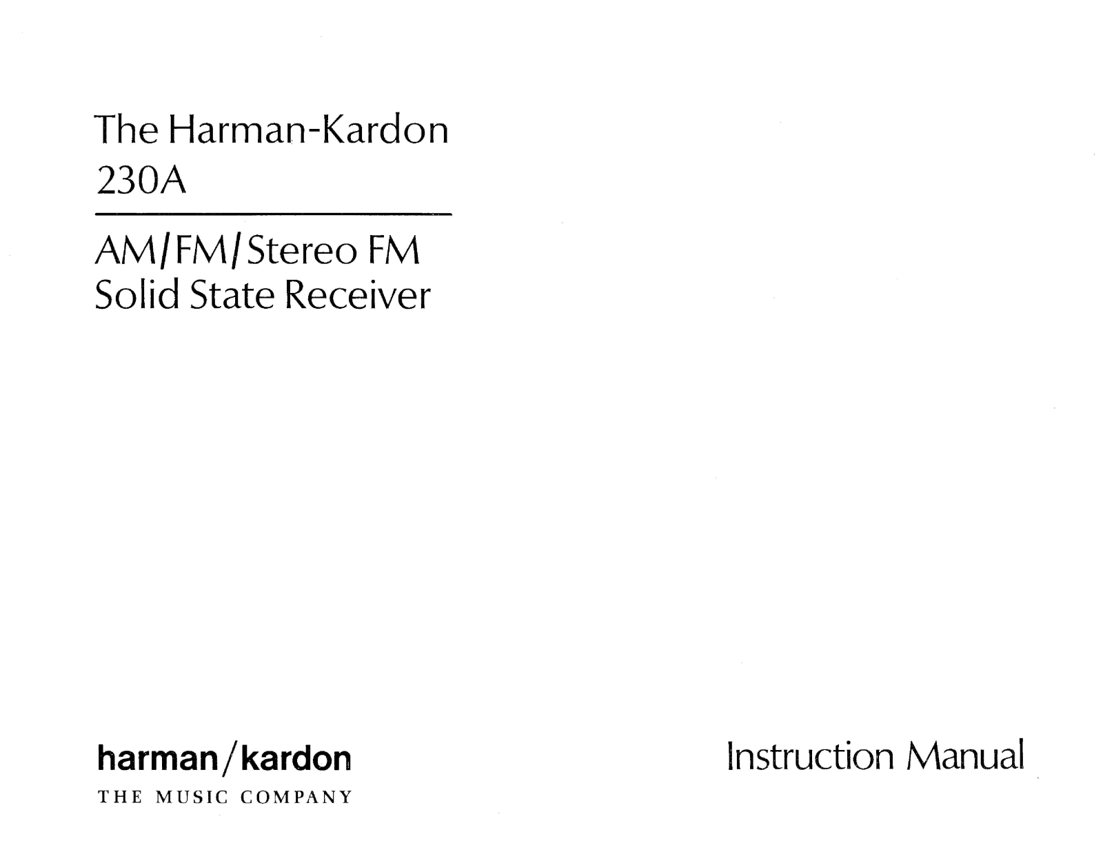 Harman kardon 230A User Manual