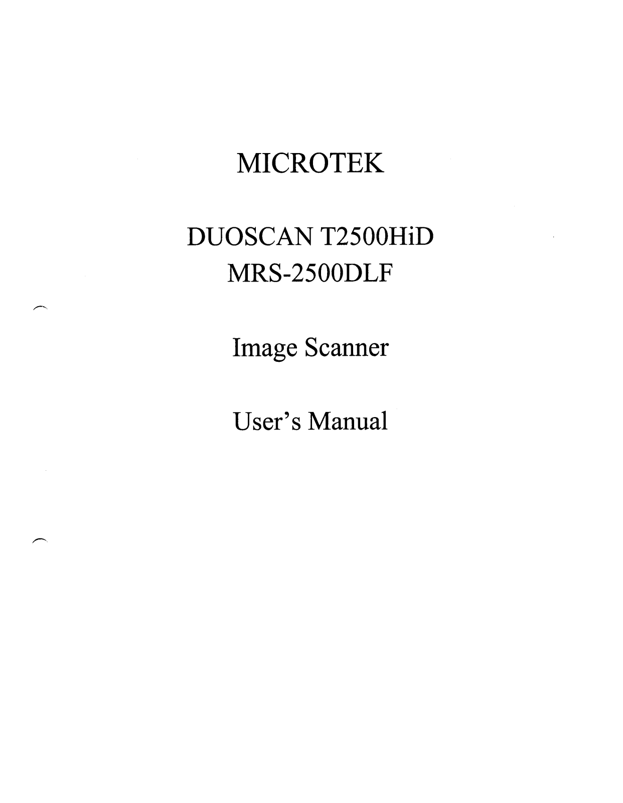 Microtek DUOSCANF80 User Manual