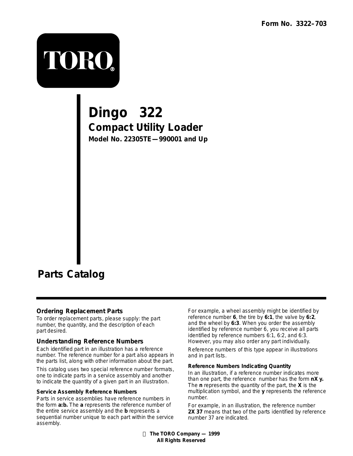 Toro 22305TE Parts Catalogue