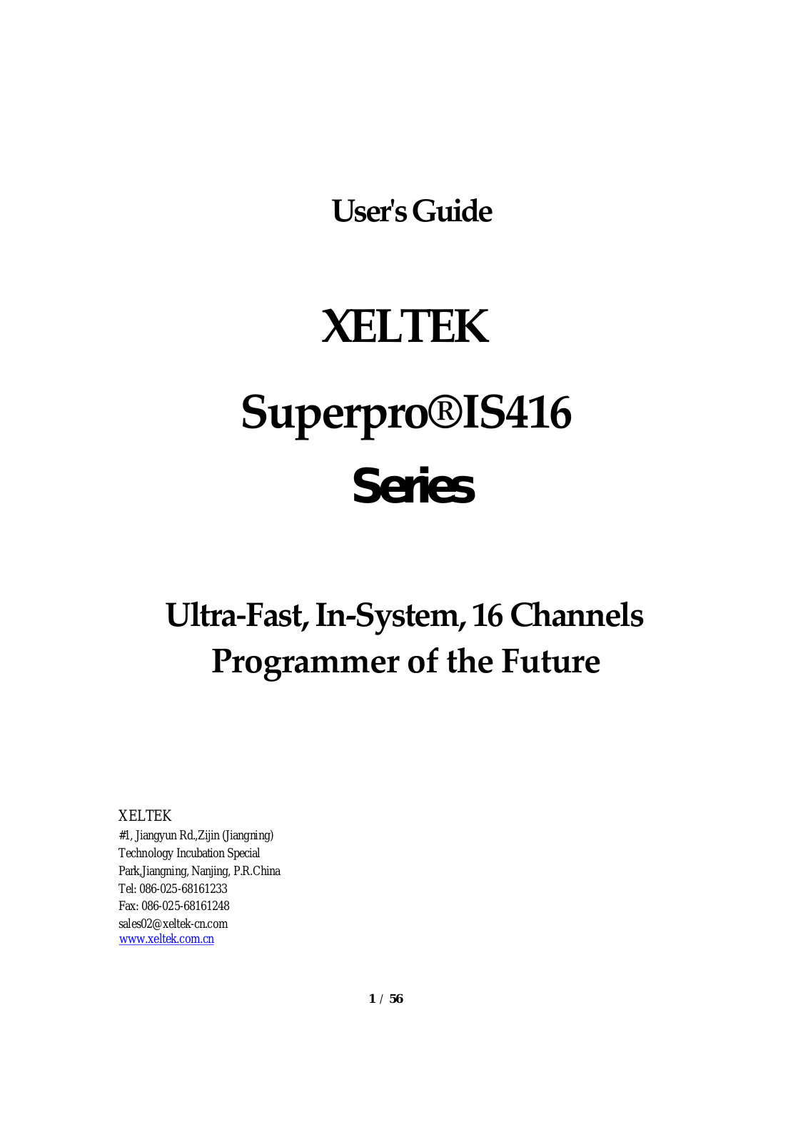 Xeltek Superpro IS416 User Manual