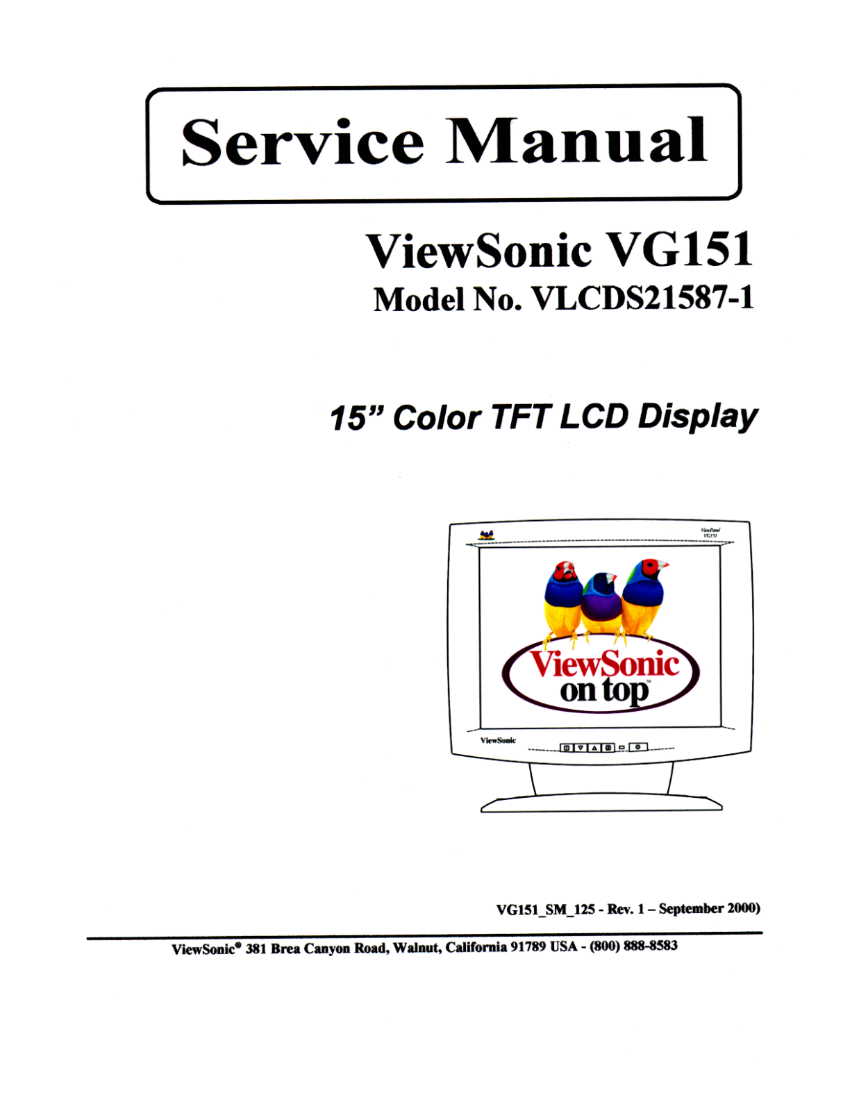 Viewsonic VG151-1 Service Manual 1a