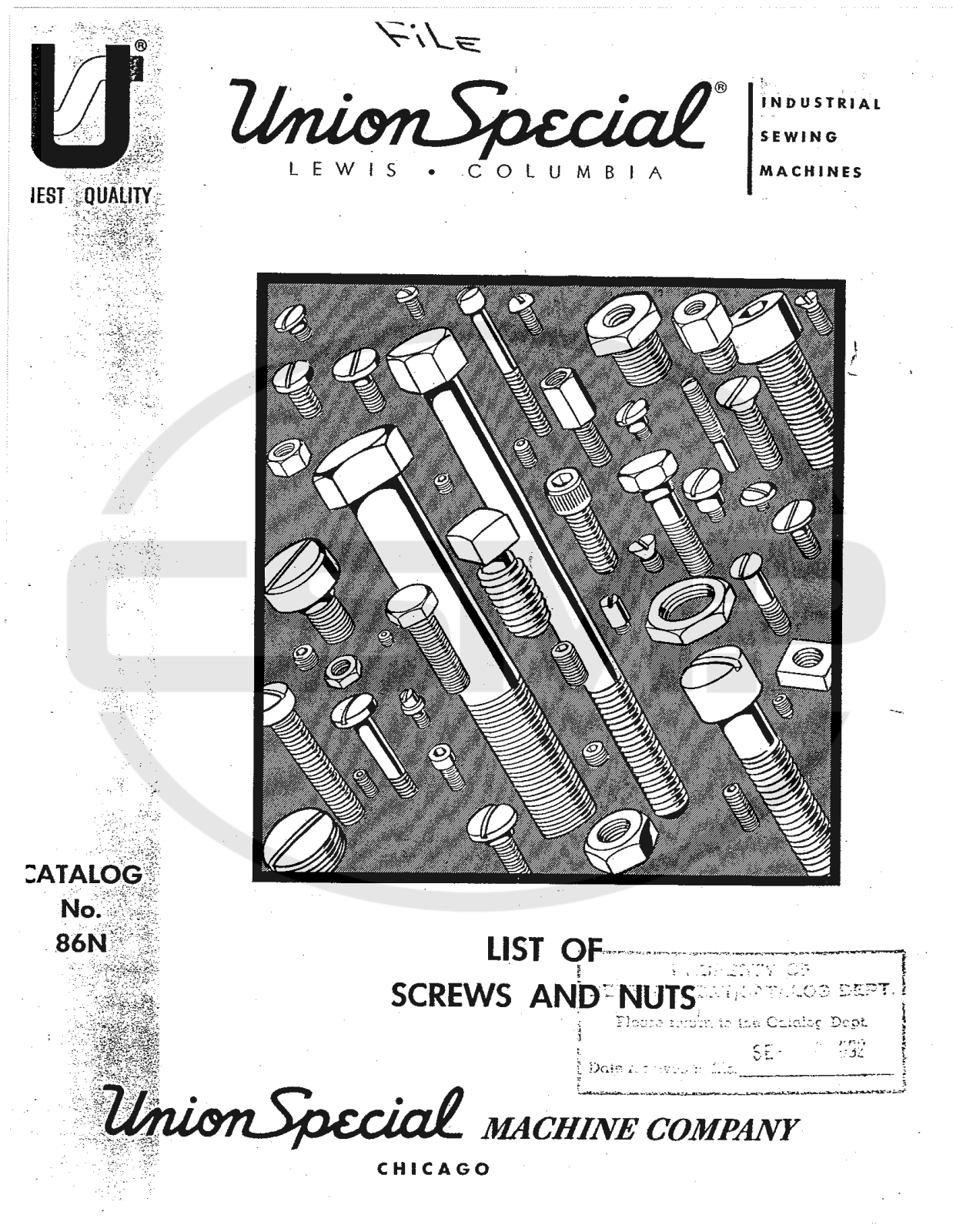 Union Special 86N Parts Book