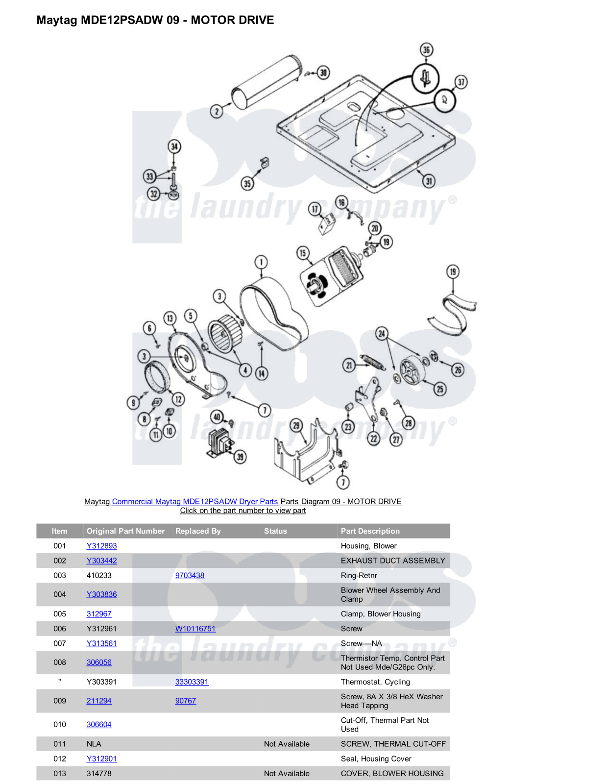 Maytag MDE12PSADW Parts Diagram