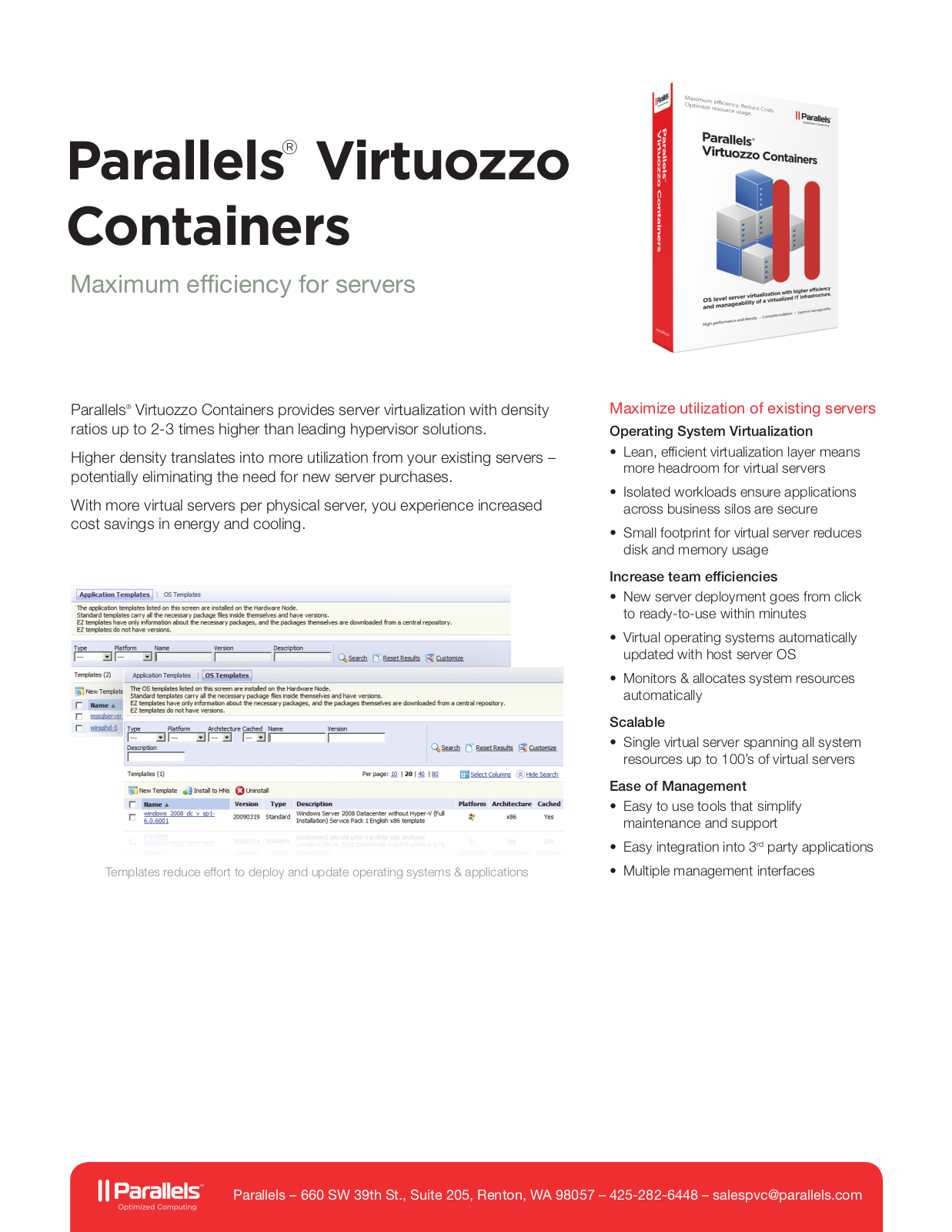 Parallels VIRTUOZZO CONTAINERS BROCHURE