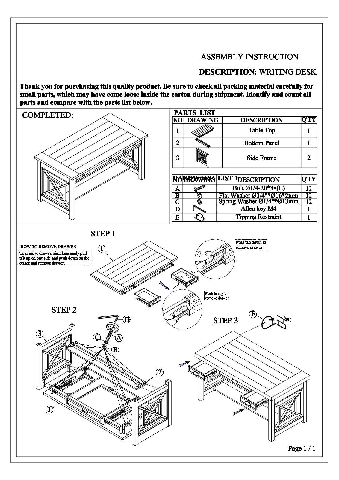 Darby Home Co W000564622 Installation & Assembly