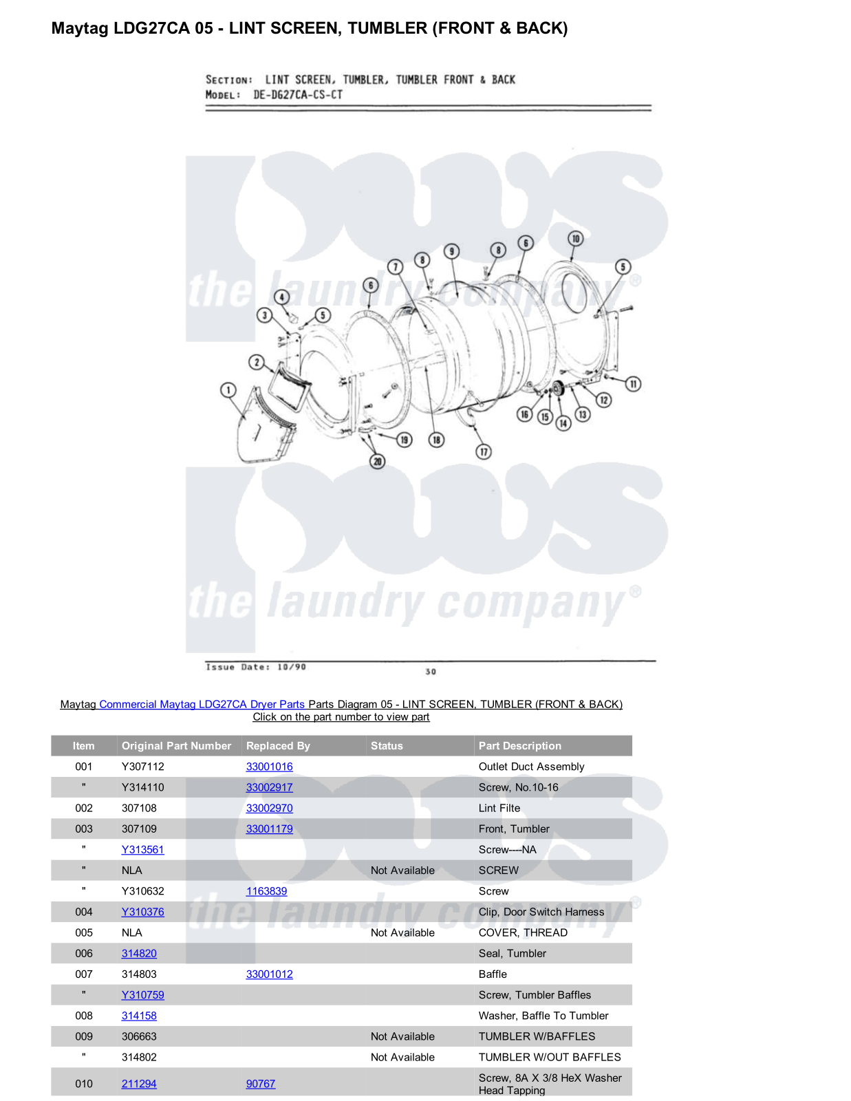 Maytag LDG27CA Parts Diagram