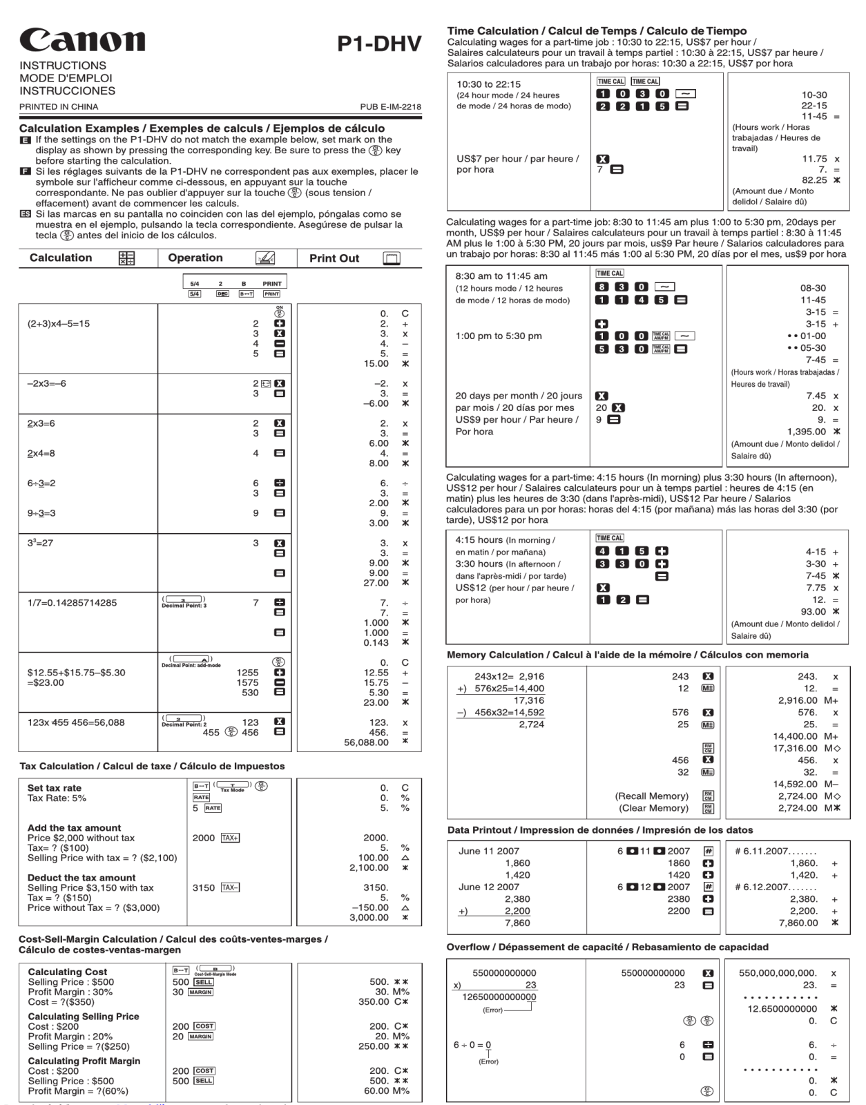 Canon P1-DH User Manual