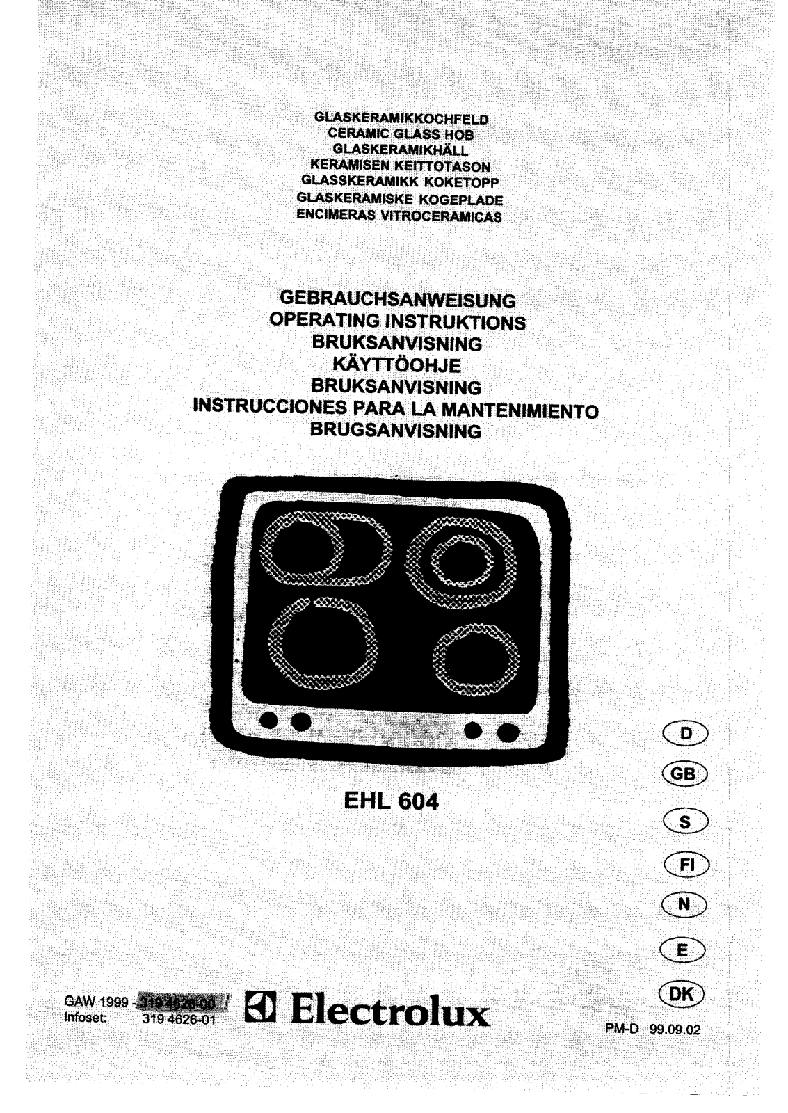 AEG EHL604B, EHL604X, EHL604K, EHL604 User Manual