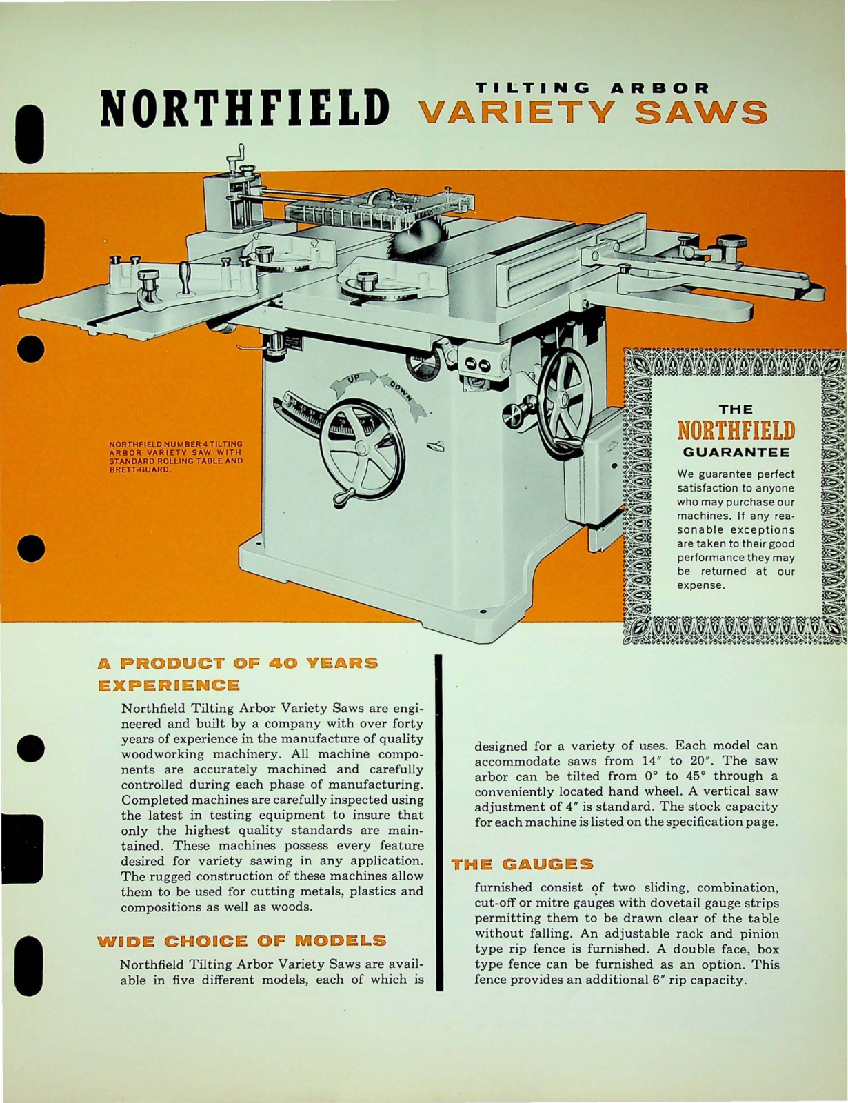 Northfield Foundry & Machine Tilting Arbor Variety Saws Table Saws - ManualMachine.com
