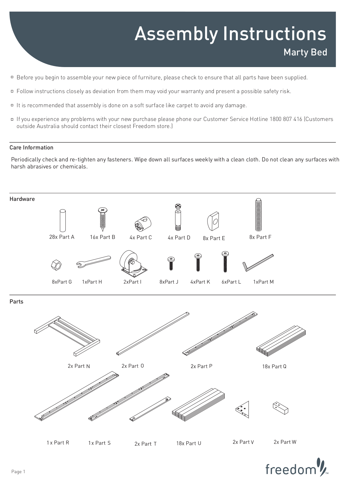 Freedom Marty Bed Assembly Instruction