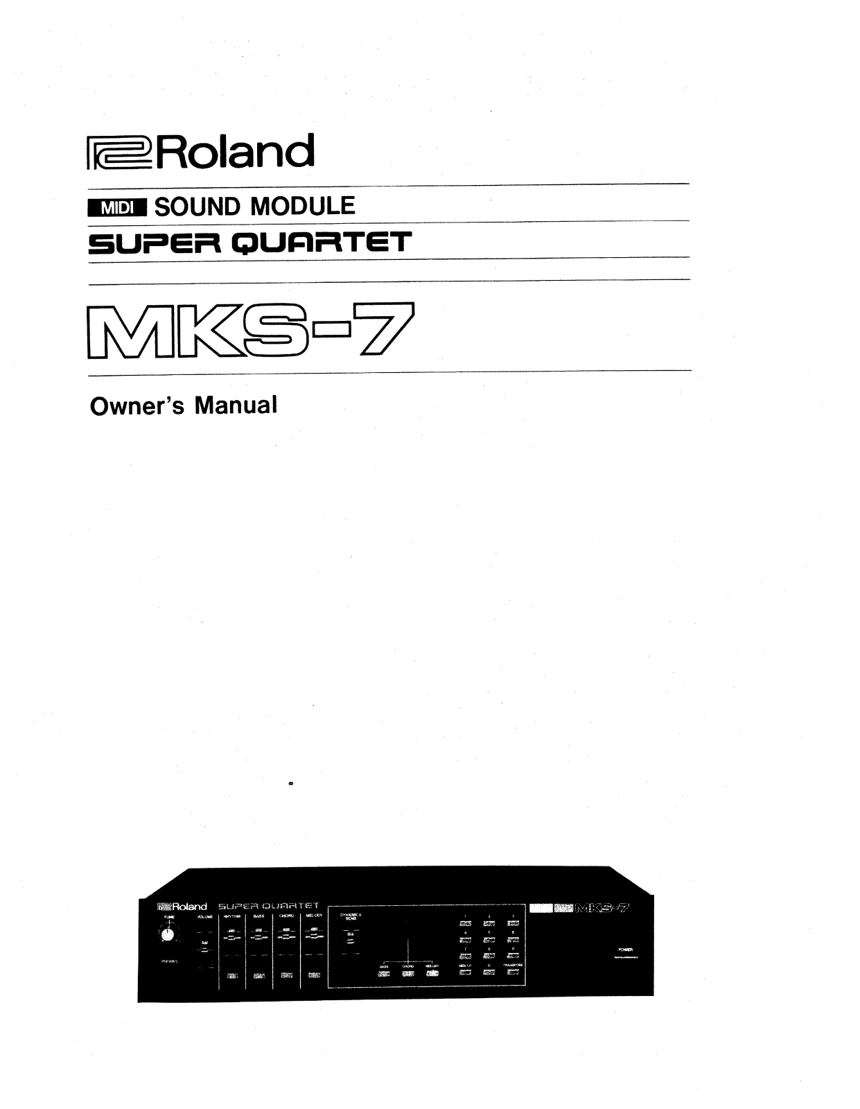 Roland Corporation MKS-7 Owner's Manual