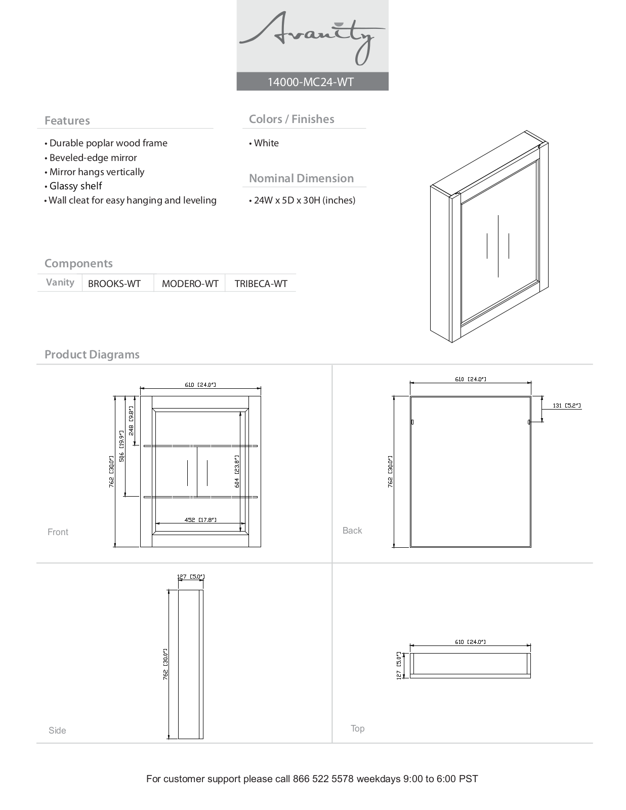 Avanity 14000MC24WT Diagram