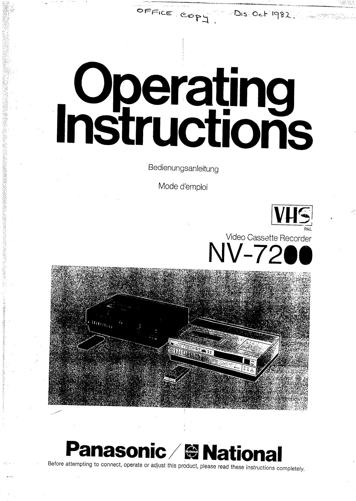 Panasonic NV-7200 User Manual