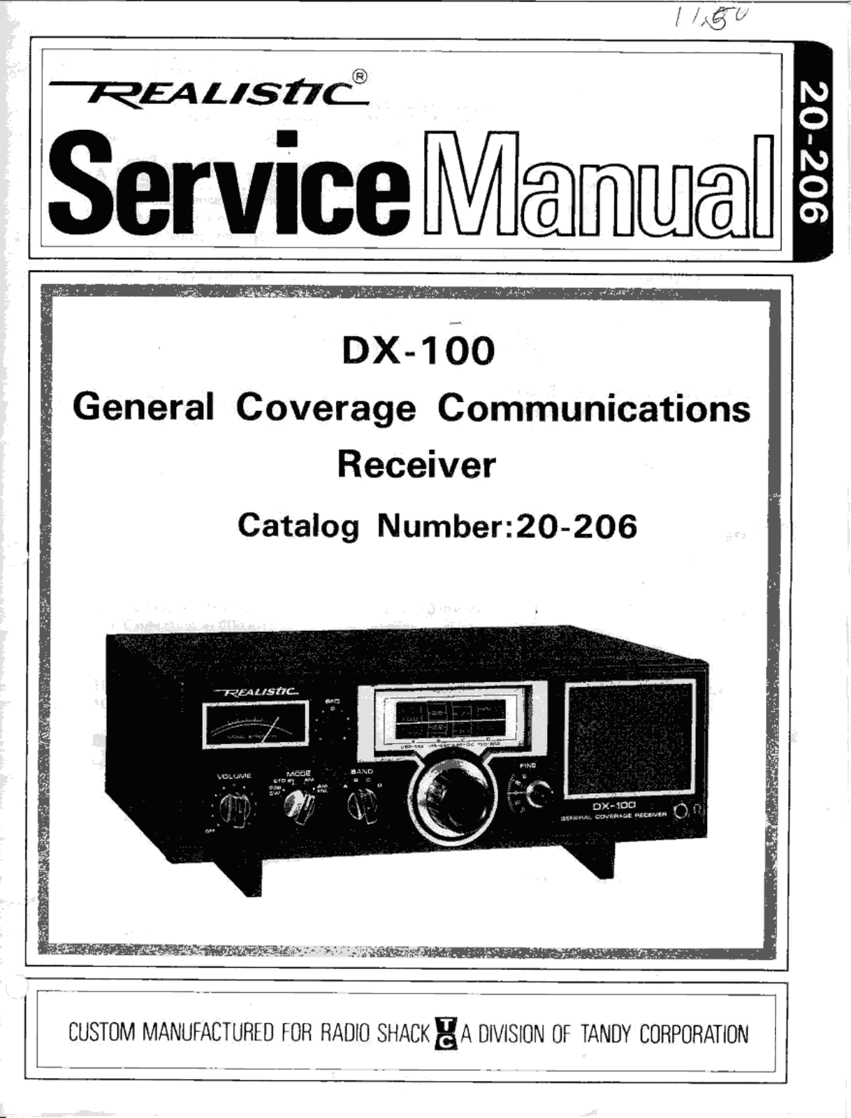 Realistic   RadioShack DX-100 Service Manual