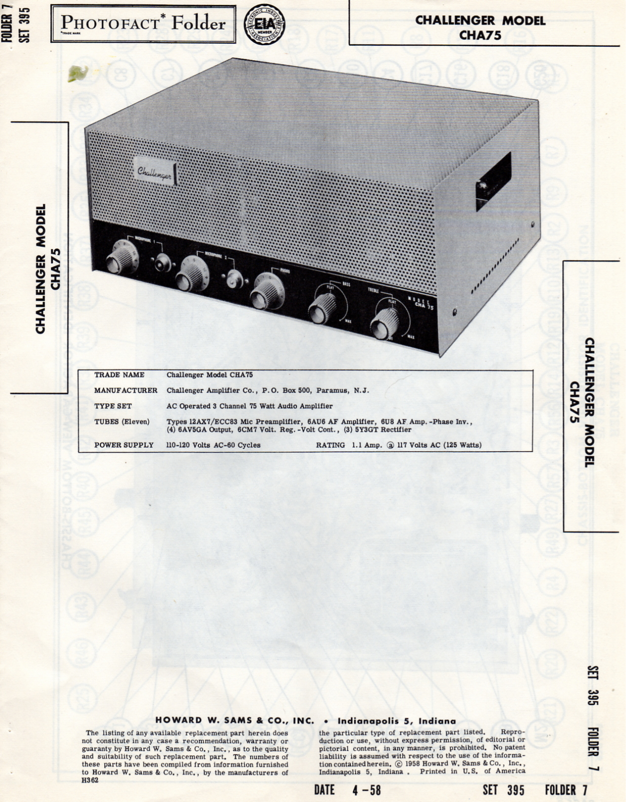 Bogen CHA75 Service Manual