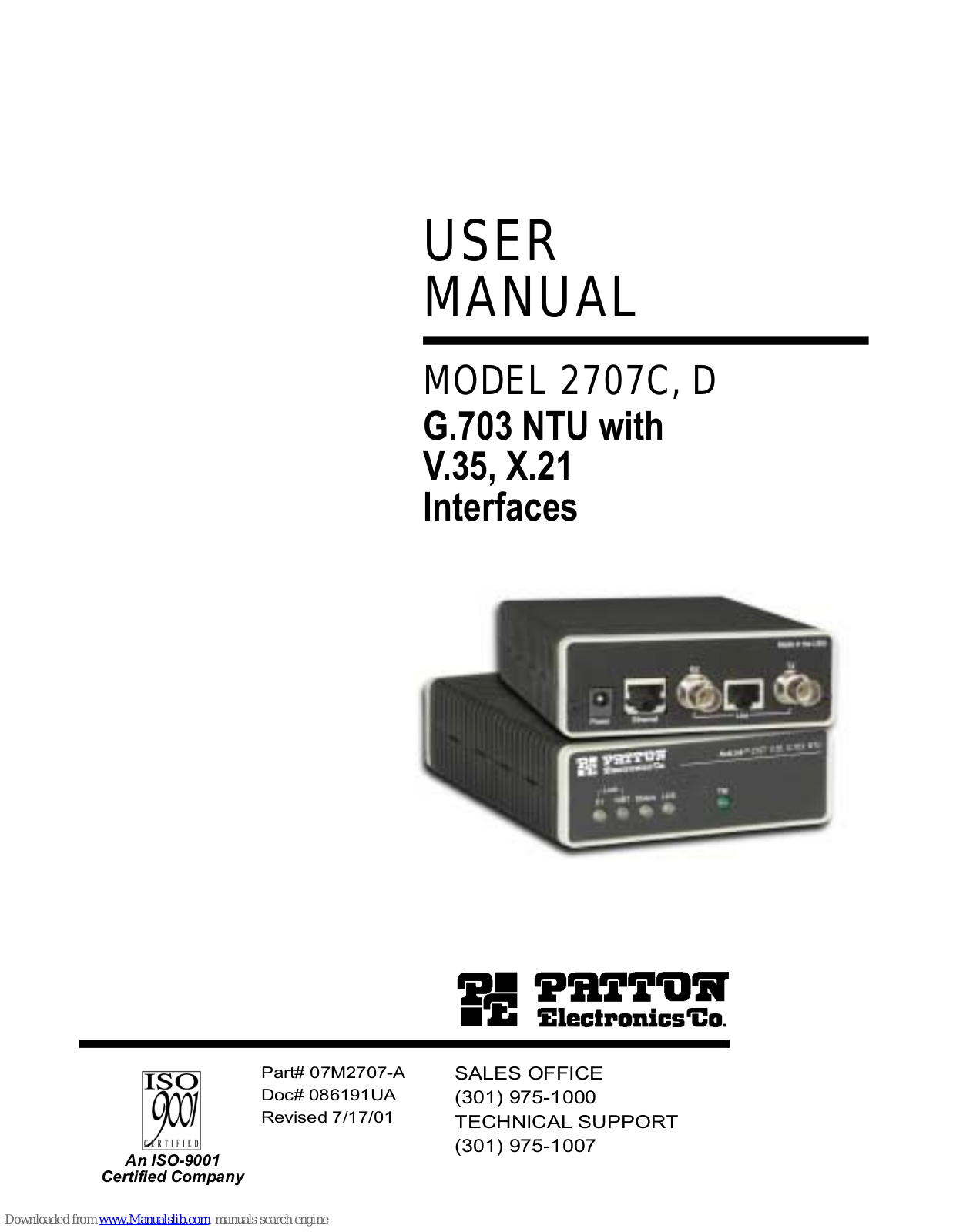 Patton electronics 2707C, 2707D User Manual