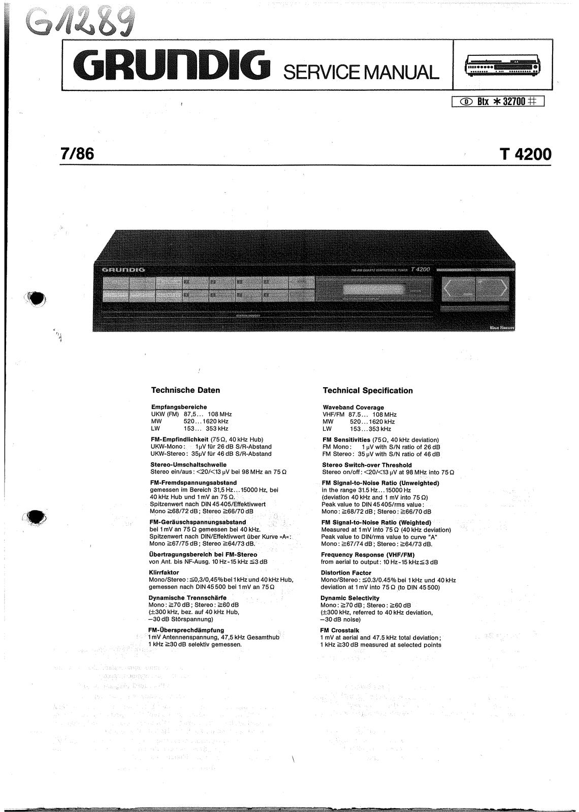 Grundig T-4200 Service Manual