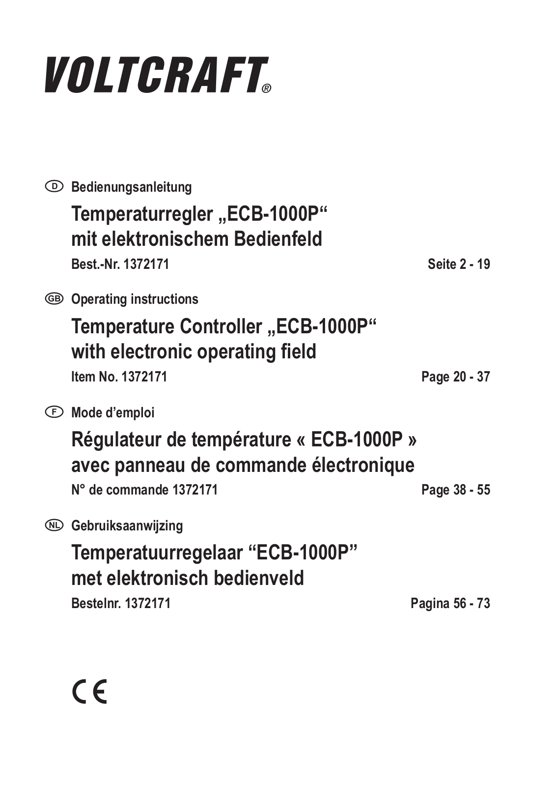 VOLTCRAFT ECB-1000P Operation Manual