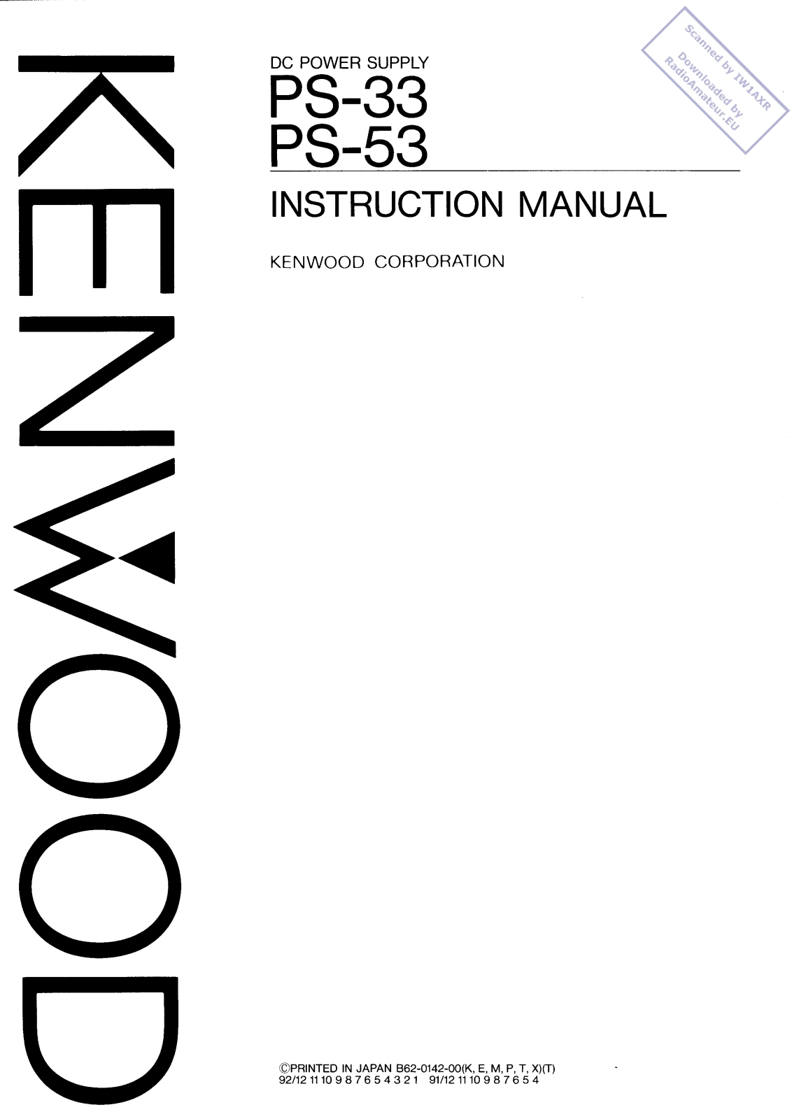 Kenwood PS-33, PS-53 Instruction Manual