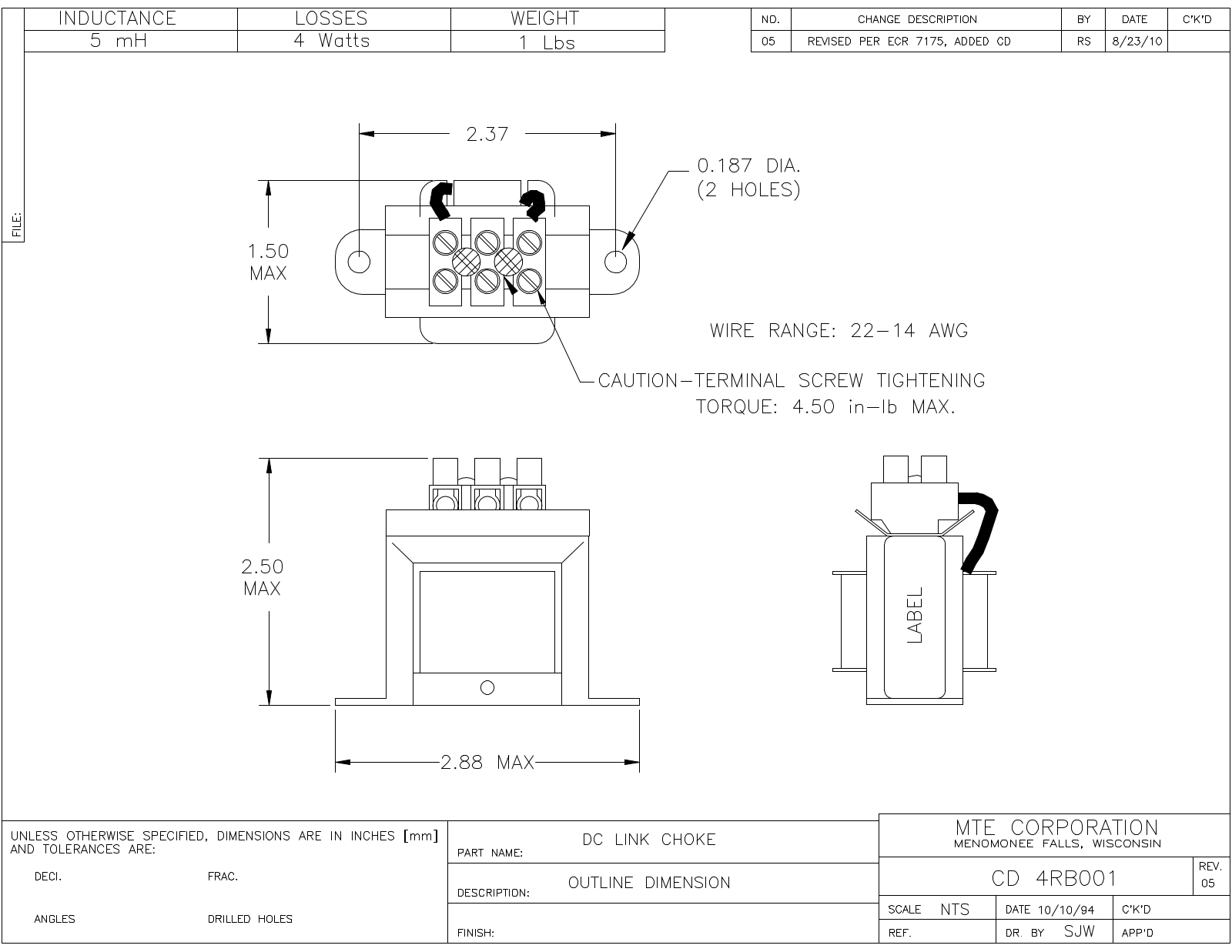 MTE CD 4RB001 CAD Drawings