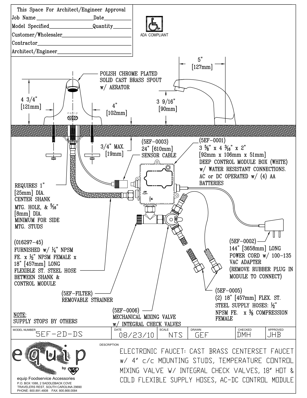 T & S Brass & Bronze Works 5EF-2D-DS General Manual