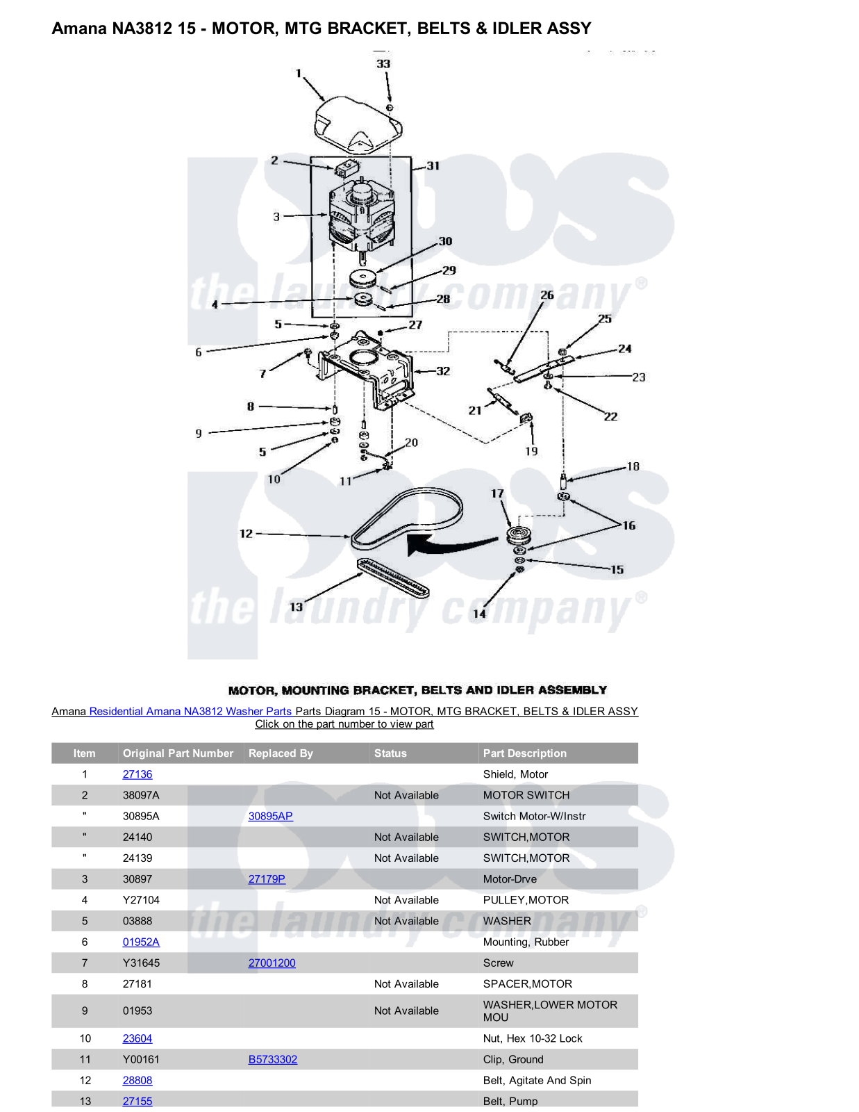 Amana NA3812 Parts Diagram