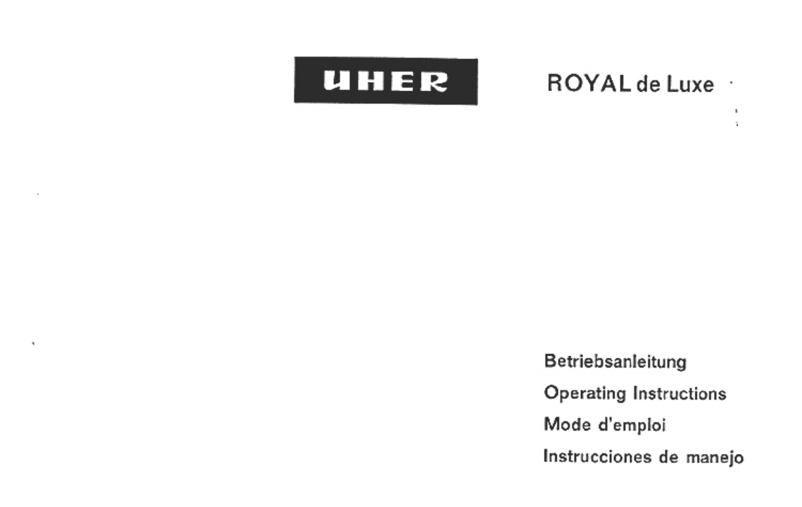 Uher Royal de Luxe Owners manual