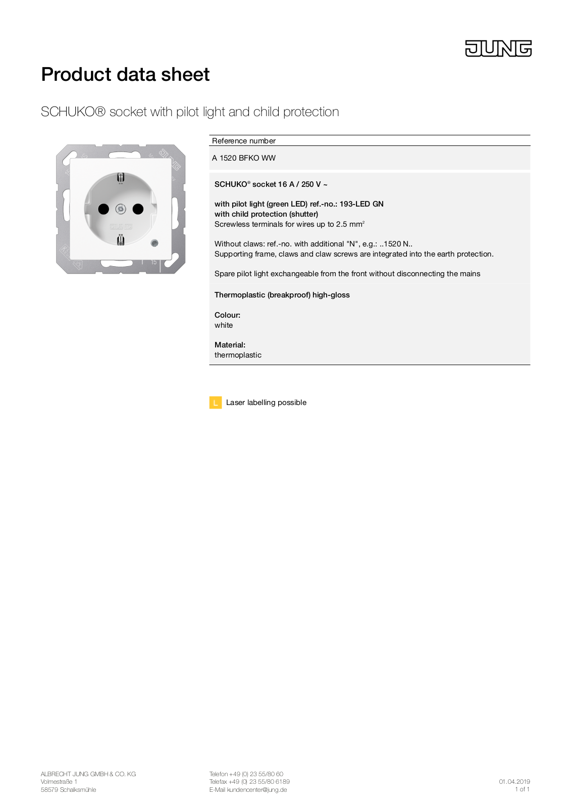 Jung A 1520 BFKO WW User Manual