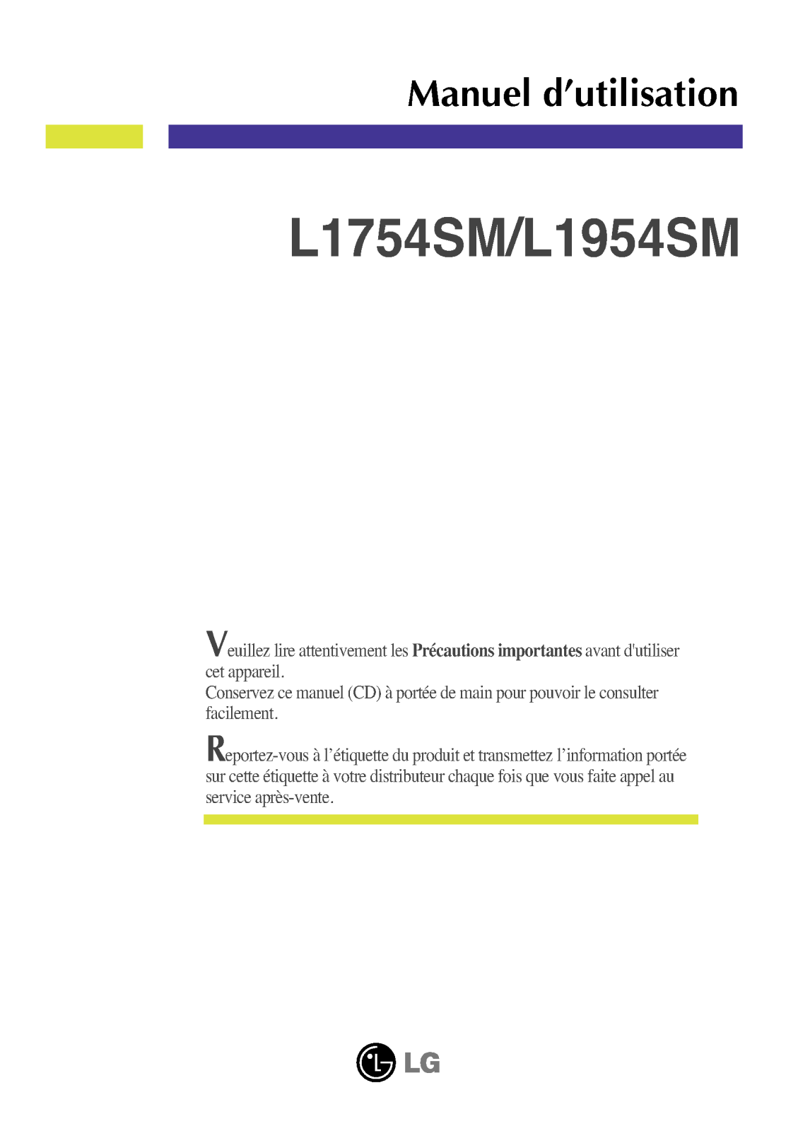 LG L1754SM-BF, L1754SM-PF, L1954SM-PF User Manual