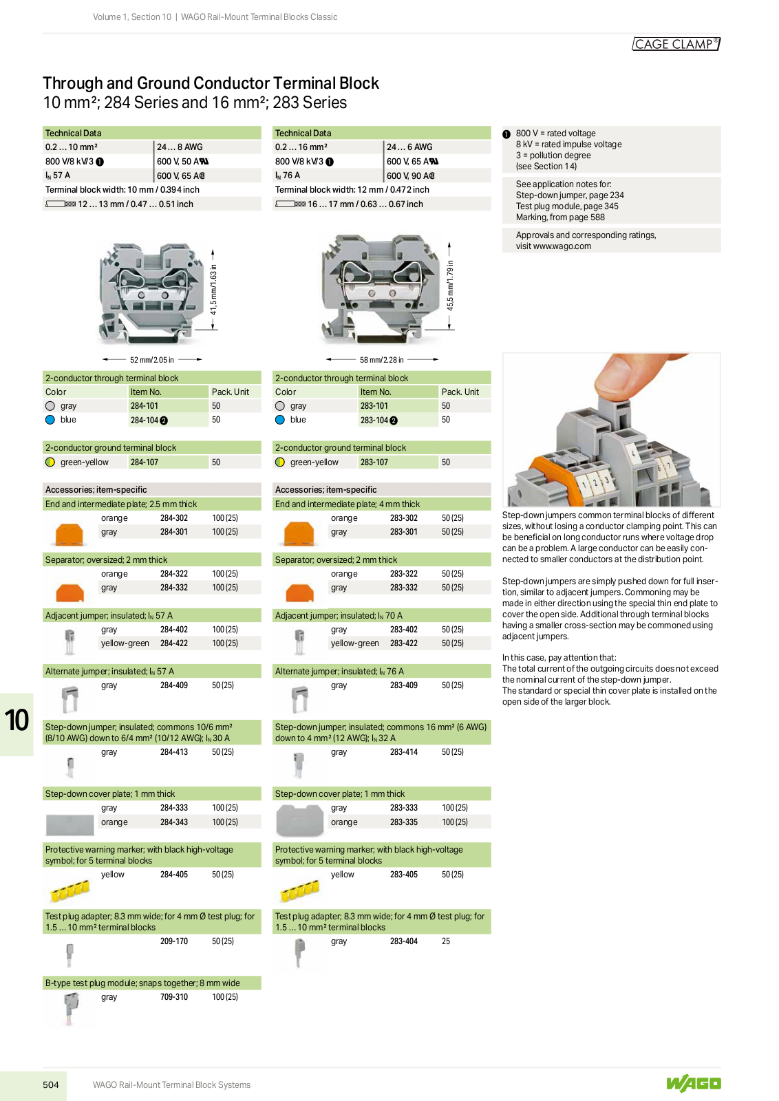 Wago 284 Series, 283 Series Catalog Page