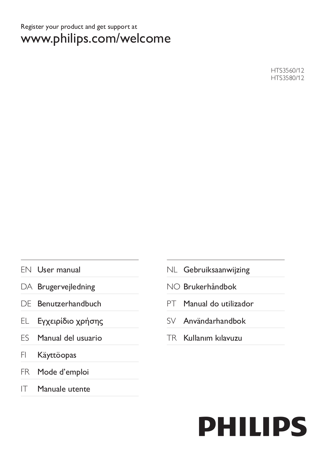 Philips HTS3560/12, HTS3580/12 User Manual