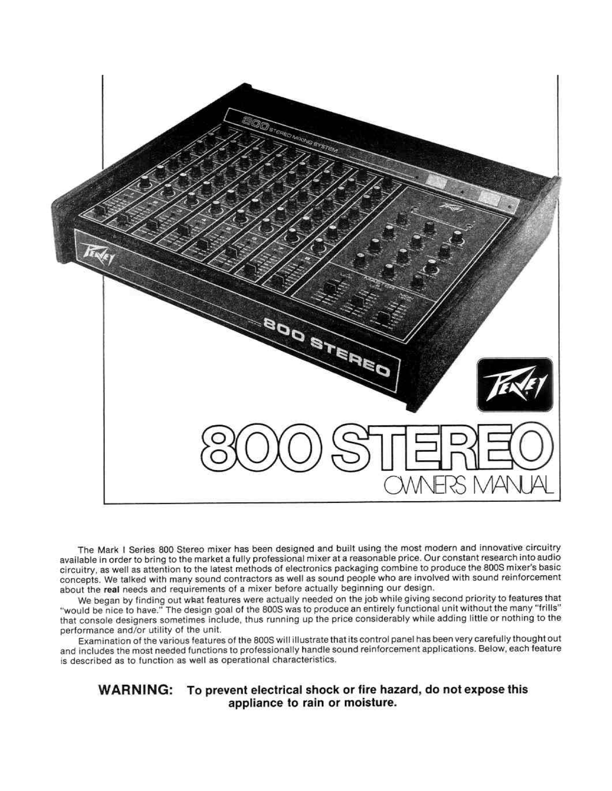 Peavey 800 STEREO owners Manual