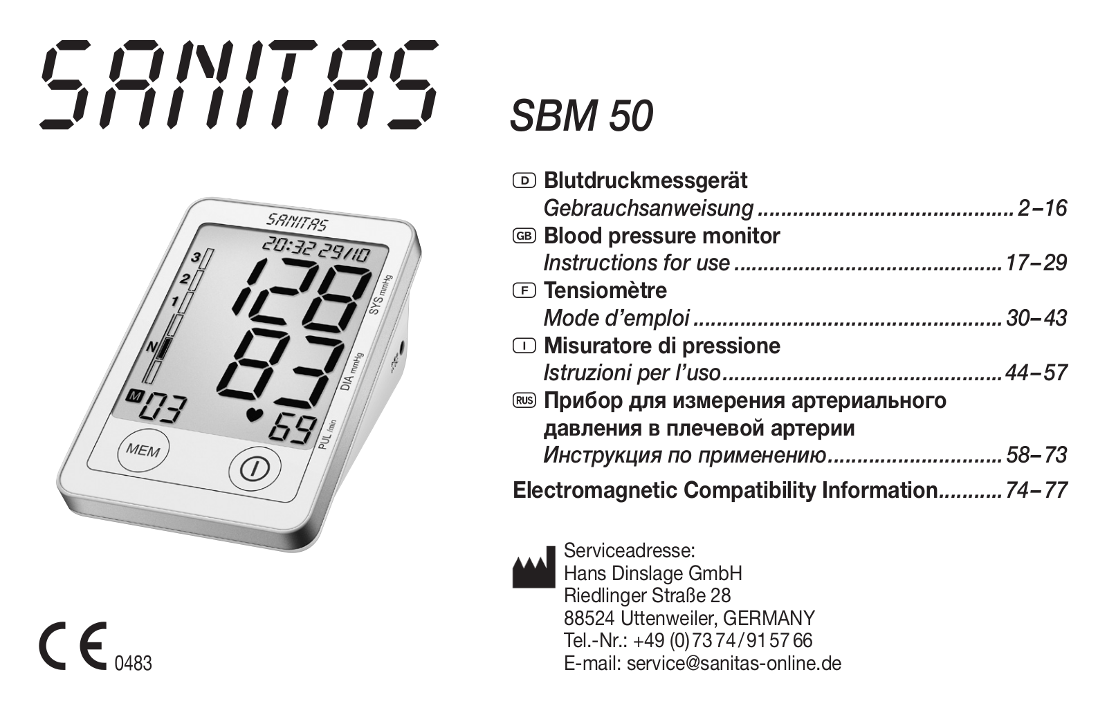 Sanitas SBM 50 User Manual