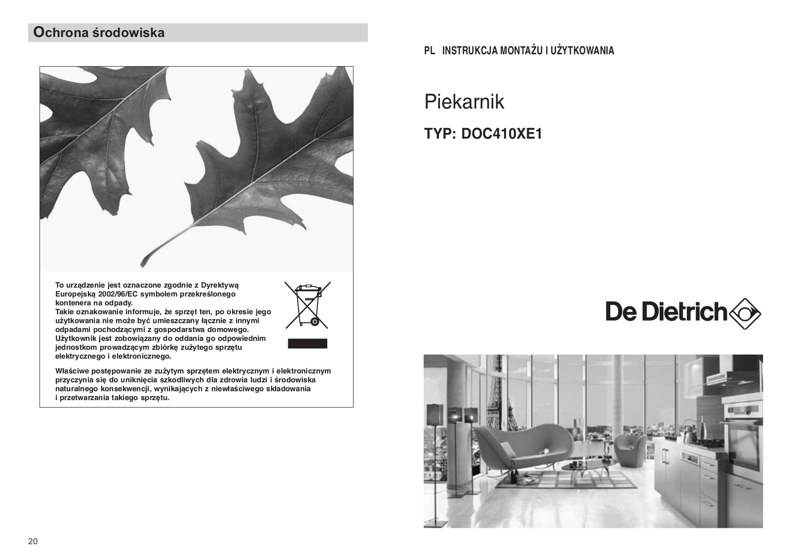 De dietrich DOC410XE1 User and installation Manual
