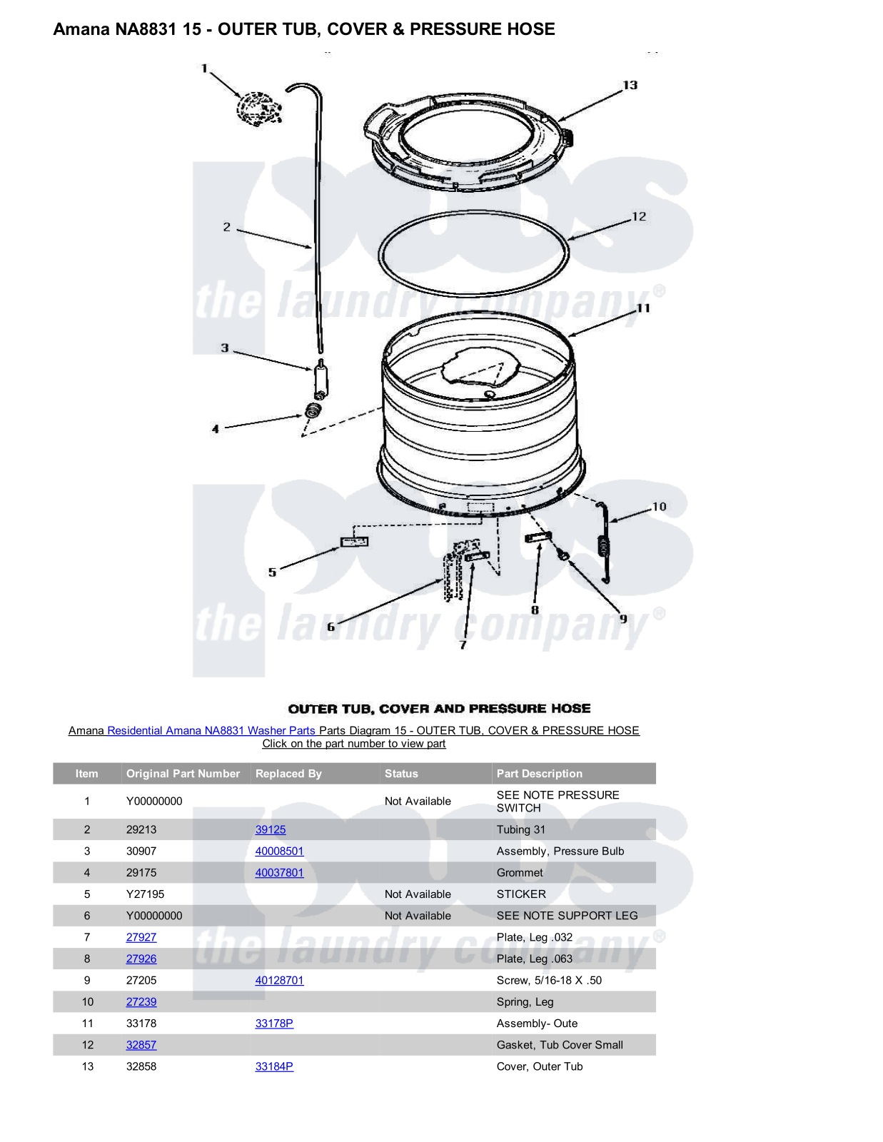 Amana NA8831 Parts Diagram