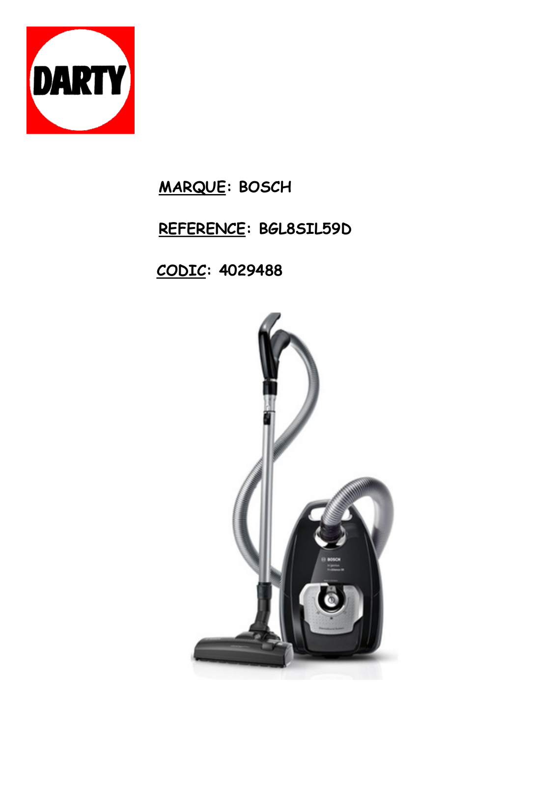 BOSCH BGL8SIL59D GL-80 User Manual