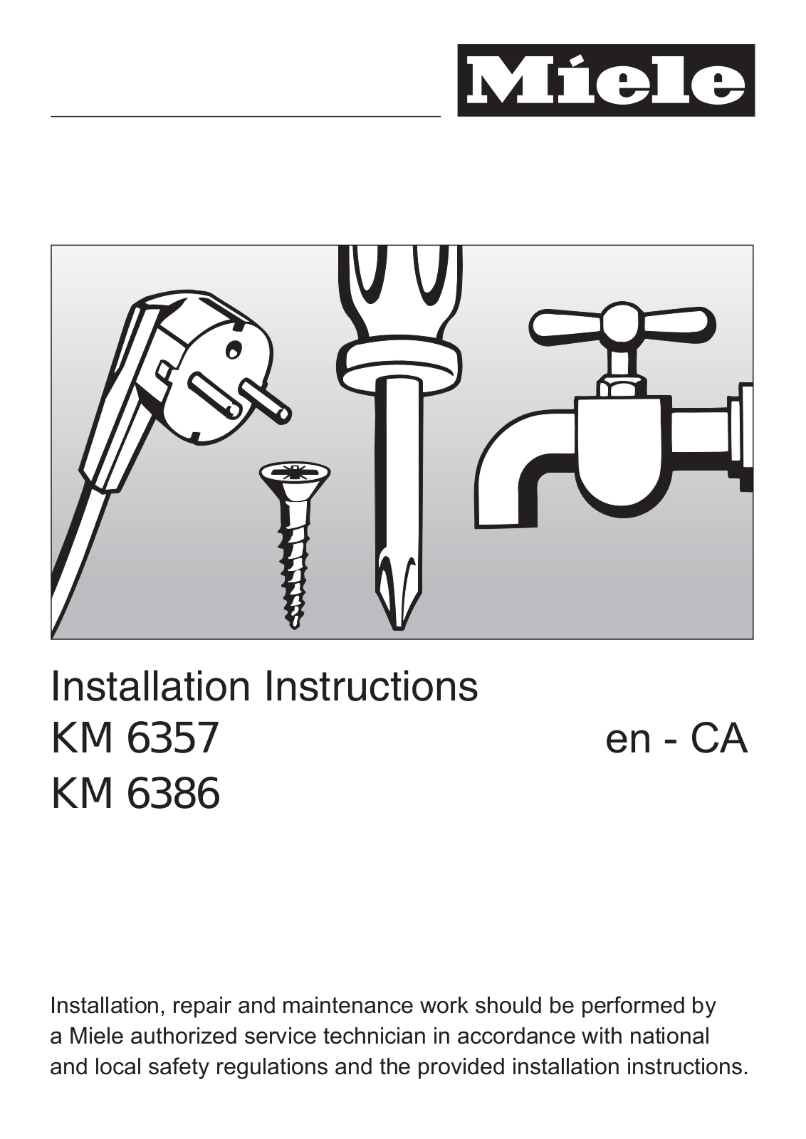 Miele KM6386 Installation Guide