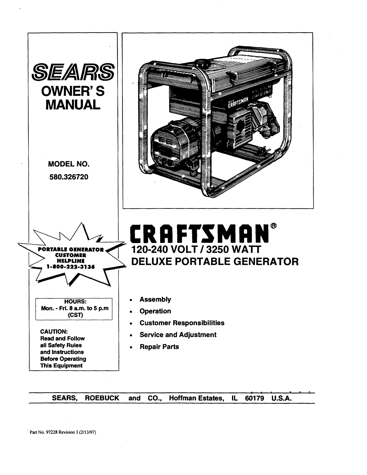Craftsman 580.32672 Owner's Manual
