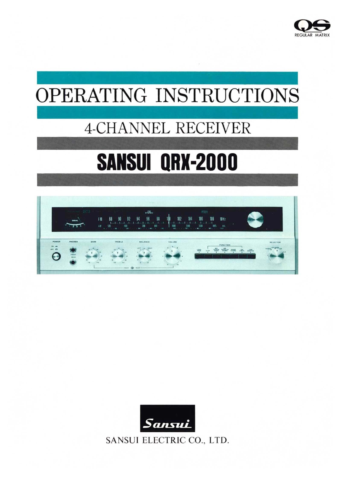 Sansui QRX-2000 Owners Manual