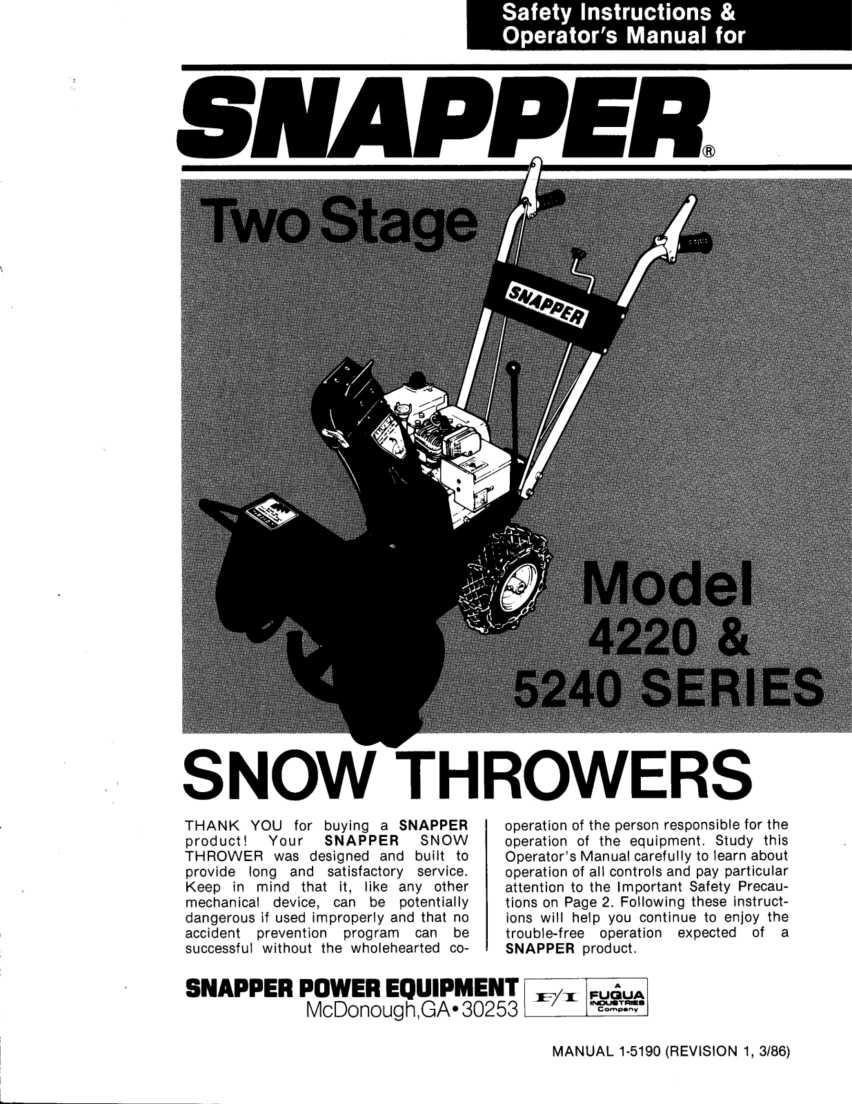 Snapper 5240, 4220 User Manual