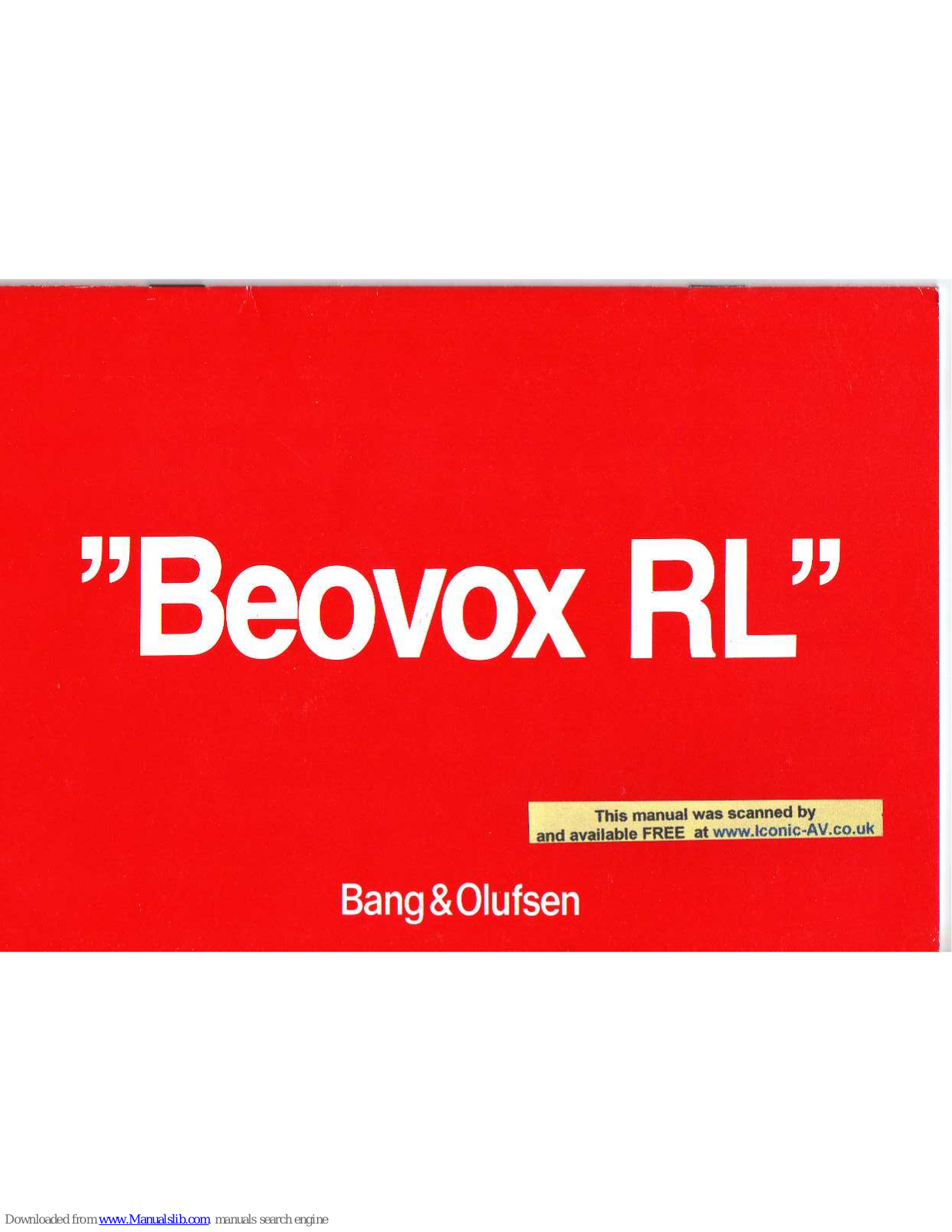 Bang & Olufsen Beovox RL User Manual