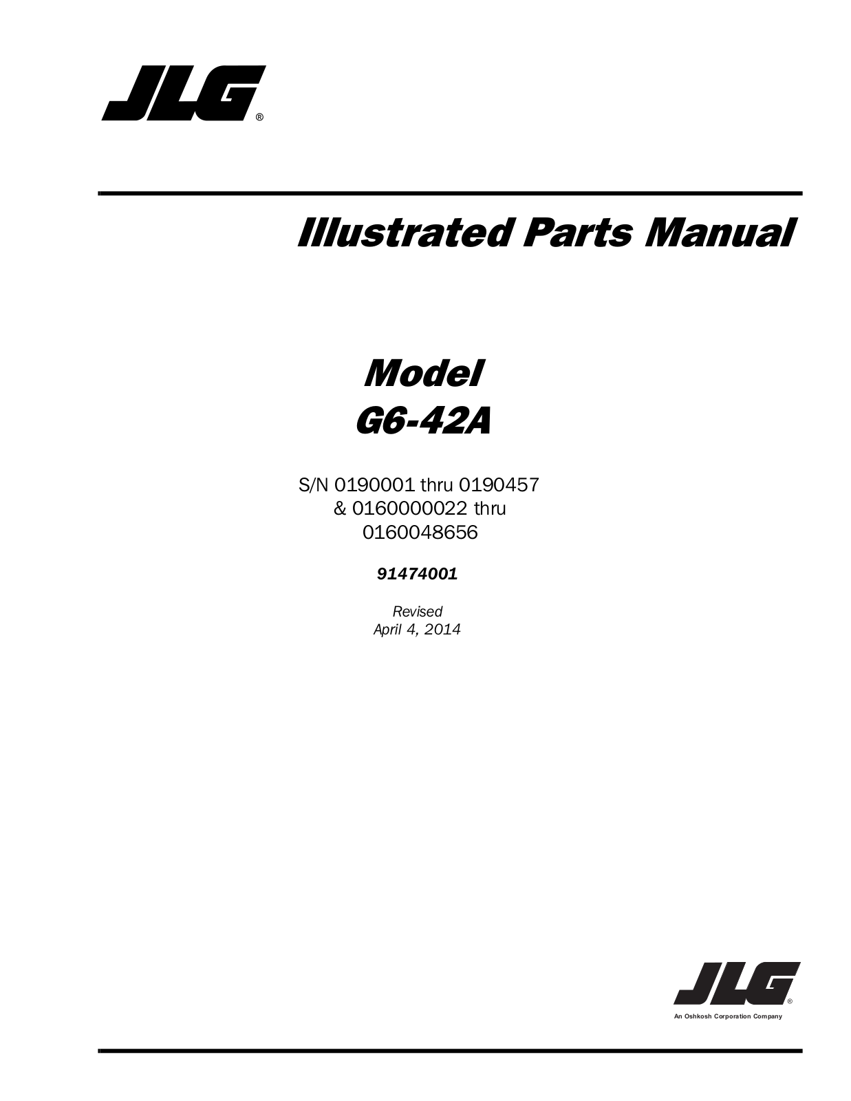 JLG G6-42A Parts Manual