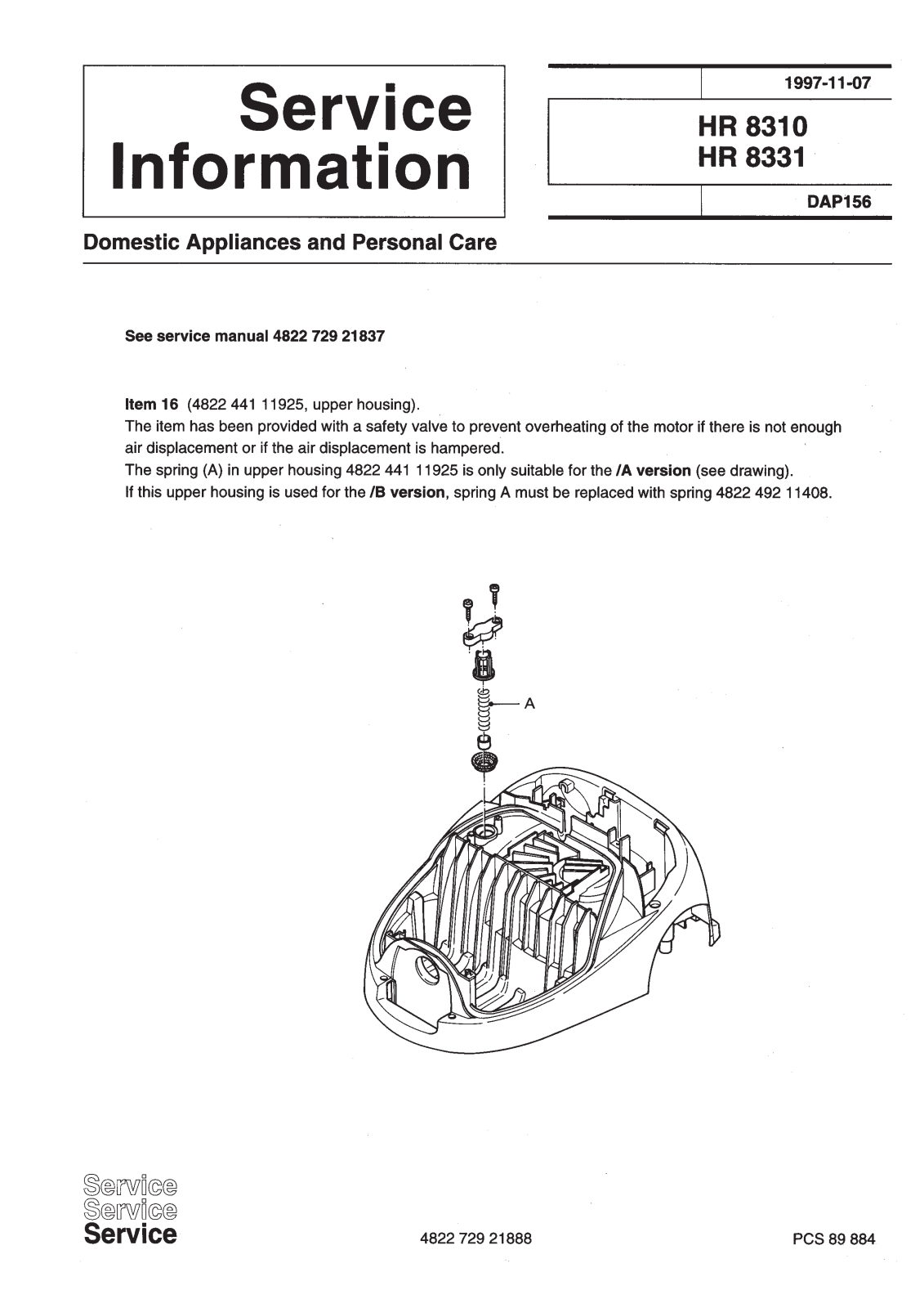 Philips HR 8310, HR 8331 Service Manual